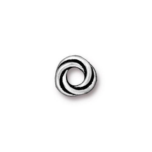antique silver plated twisted spacer large hole beads 8x2mm | 2pc
