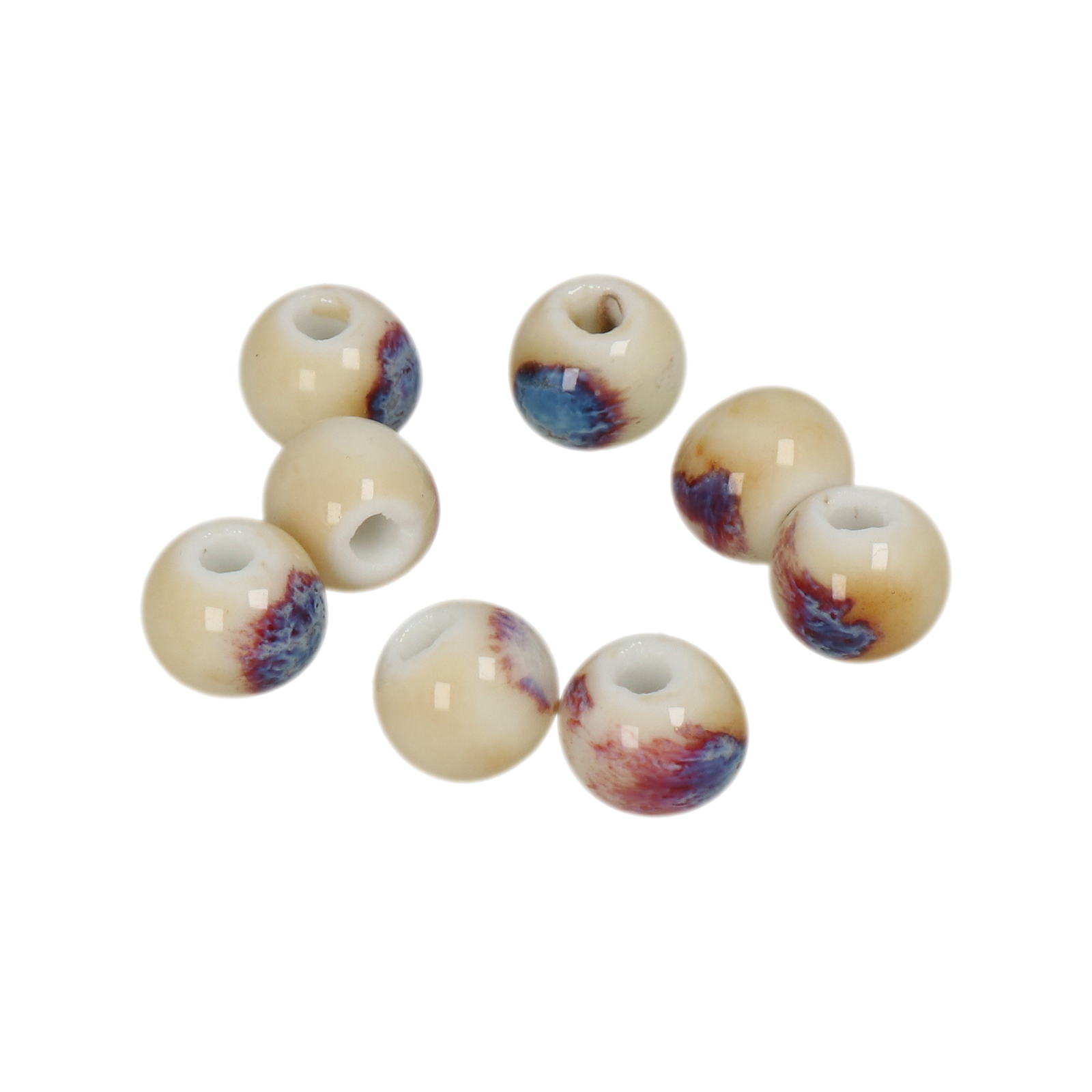 keramik perlen - elfenbein flambé rund 10mm | 25st