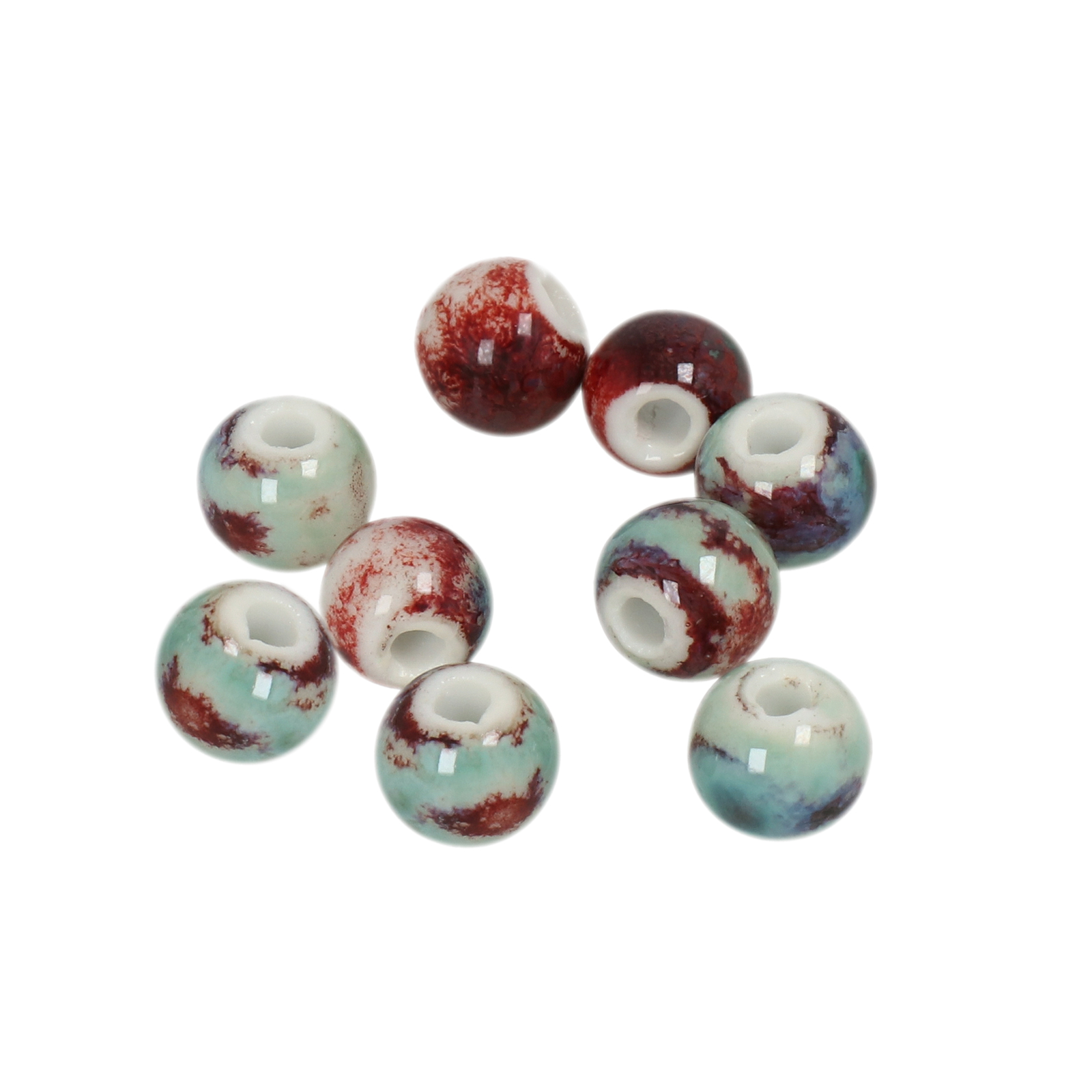 aqua flambé ceramic beads round 10mm | 25pc