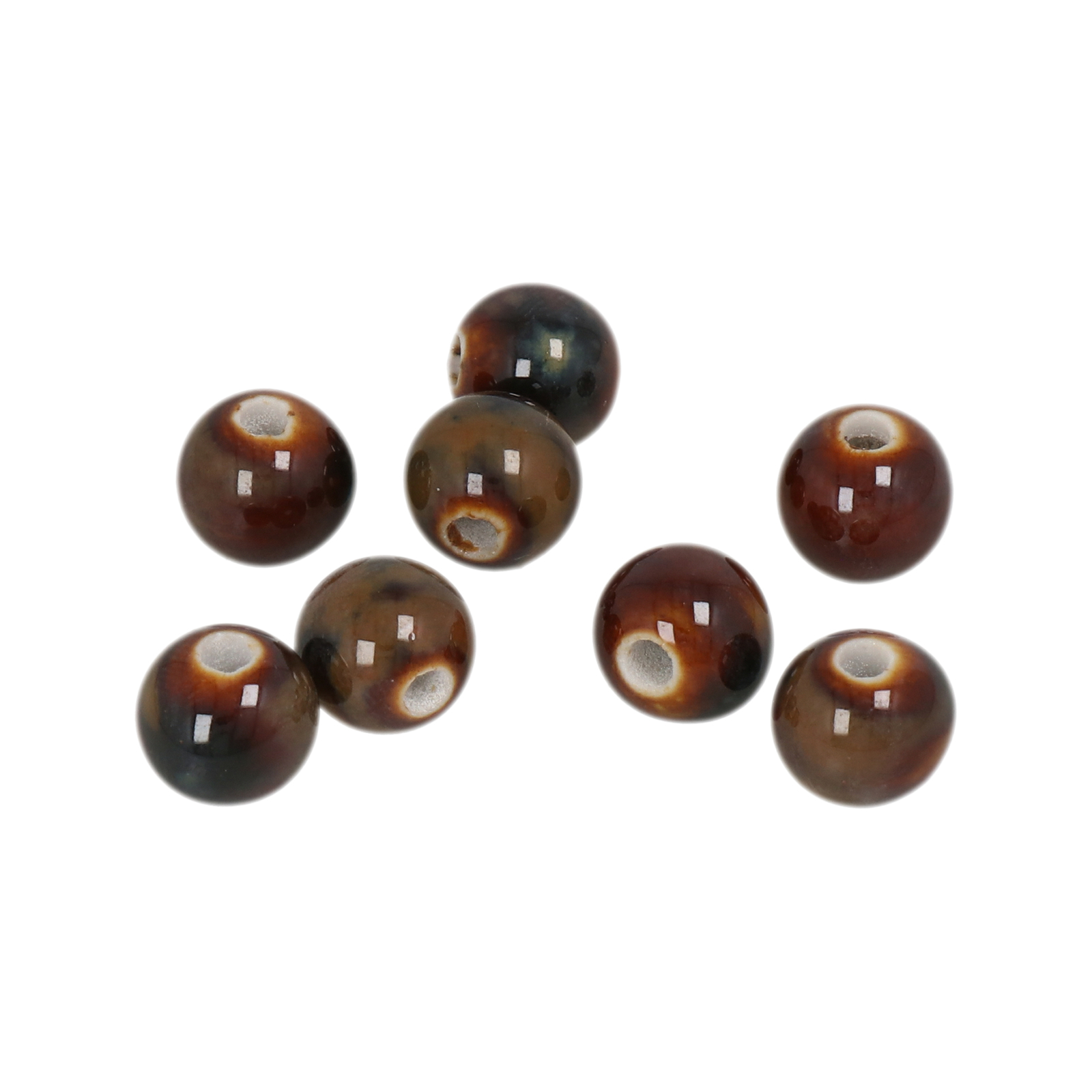 brown flambé ceramic beads round 10mm | 25pc