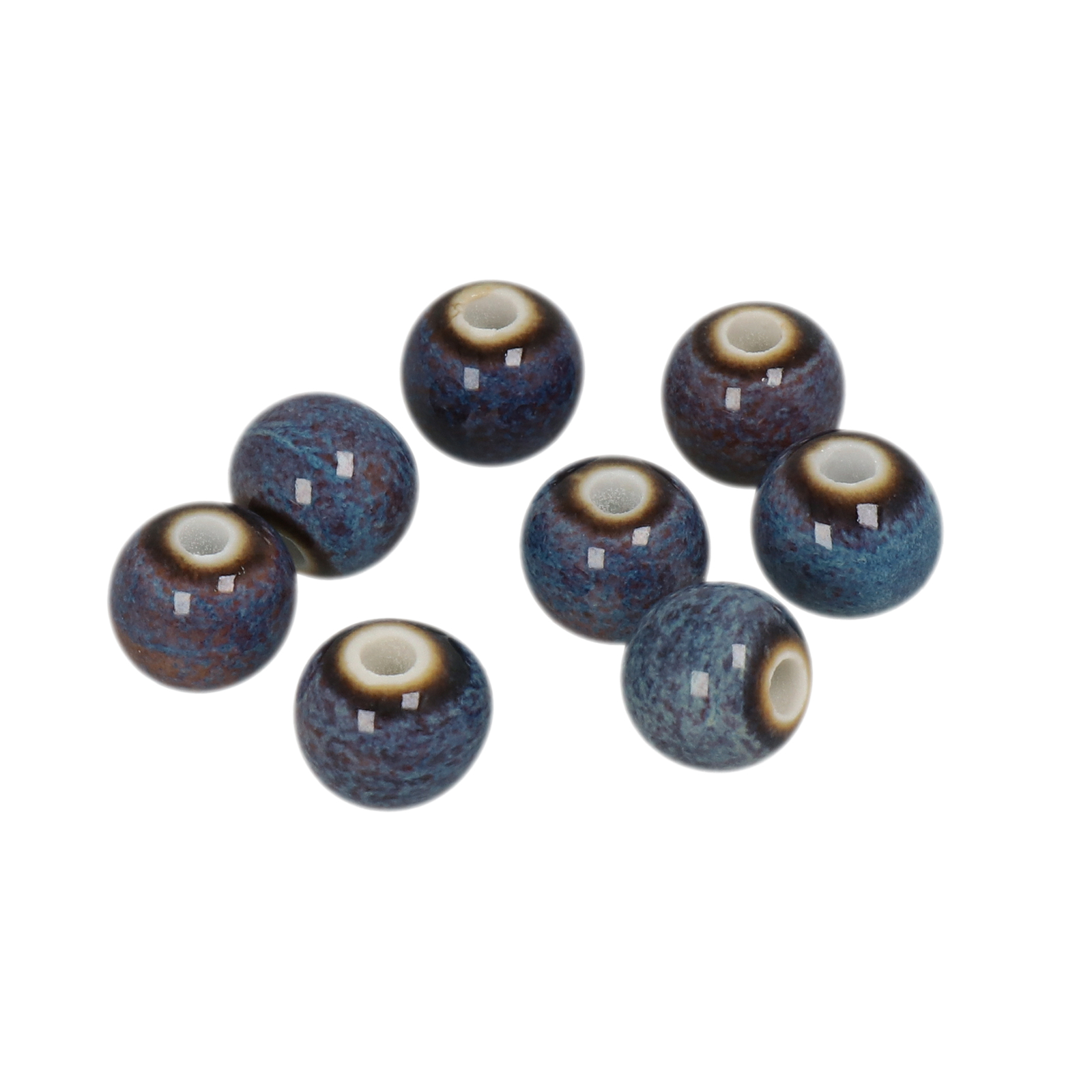 blue violet flambé ceramic beads round 10mm | 25pc