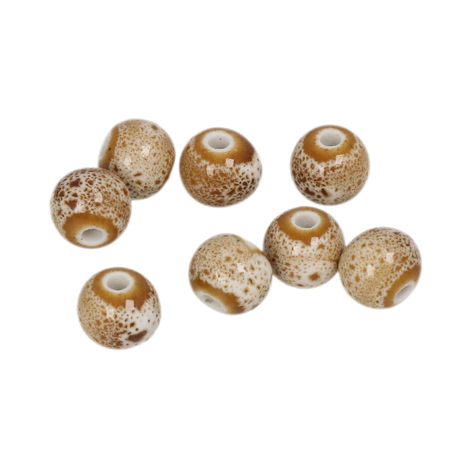 keramik perlen - cappuccino flambé rund 10mm | 25st