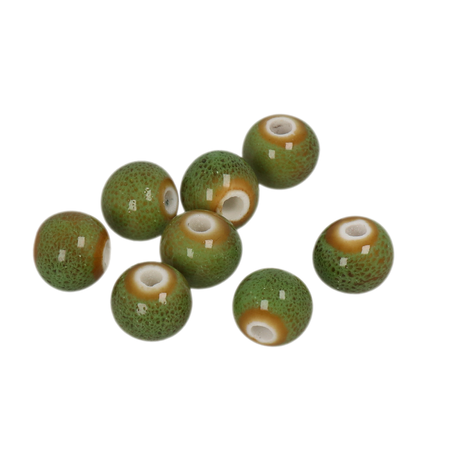 avocado flambé ceramic beads round 10mm | 25pc