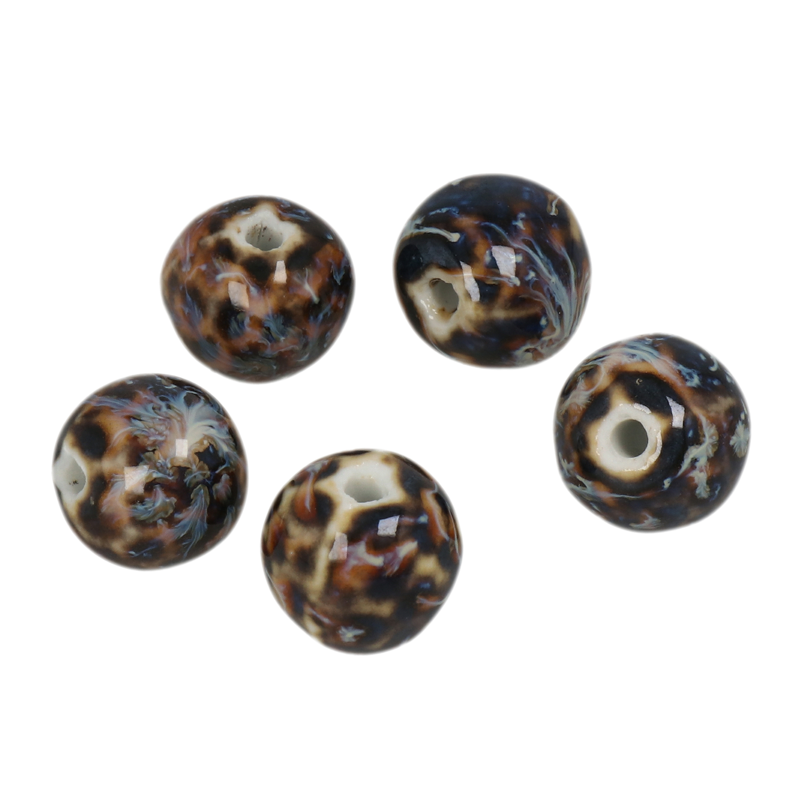 leopard ceramic beads round 16mm | 8pc