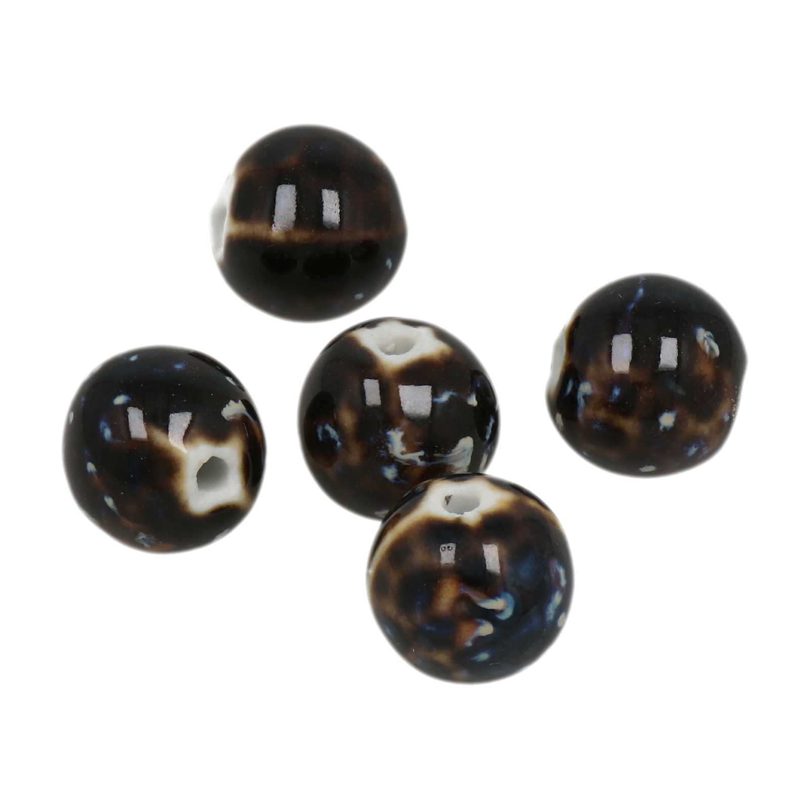 keramik perlen - schwarz leopard rund 16mm | 8st