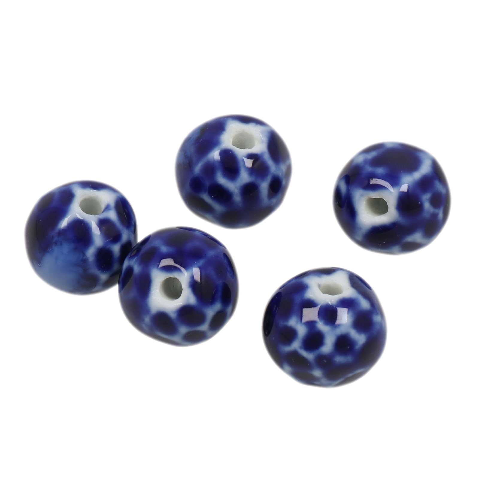 blue leopard ceramic beads round 16mm | 8pc