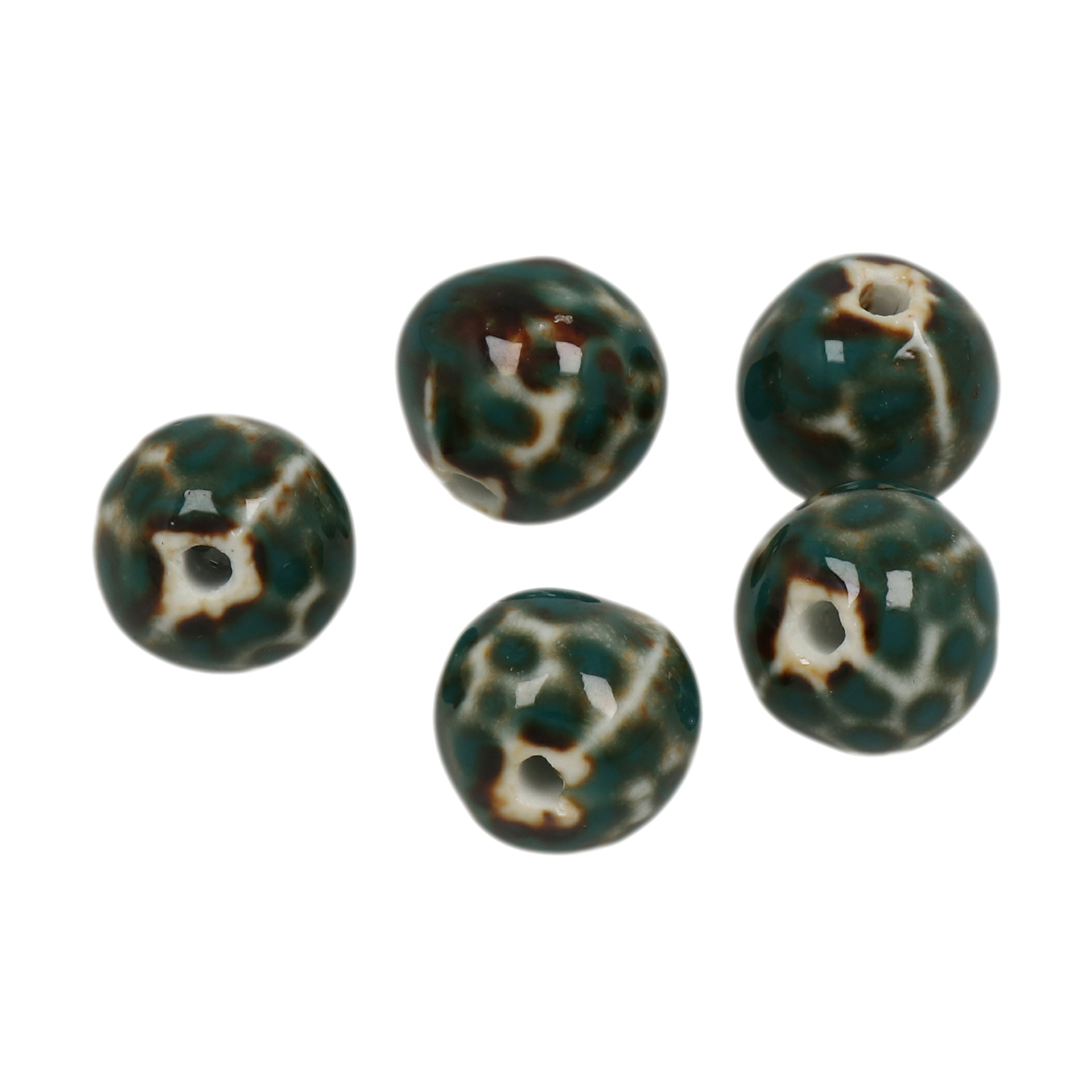 green leopard ceramic beads round 16mm | 8pc