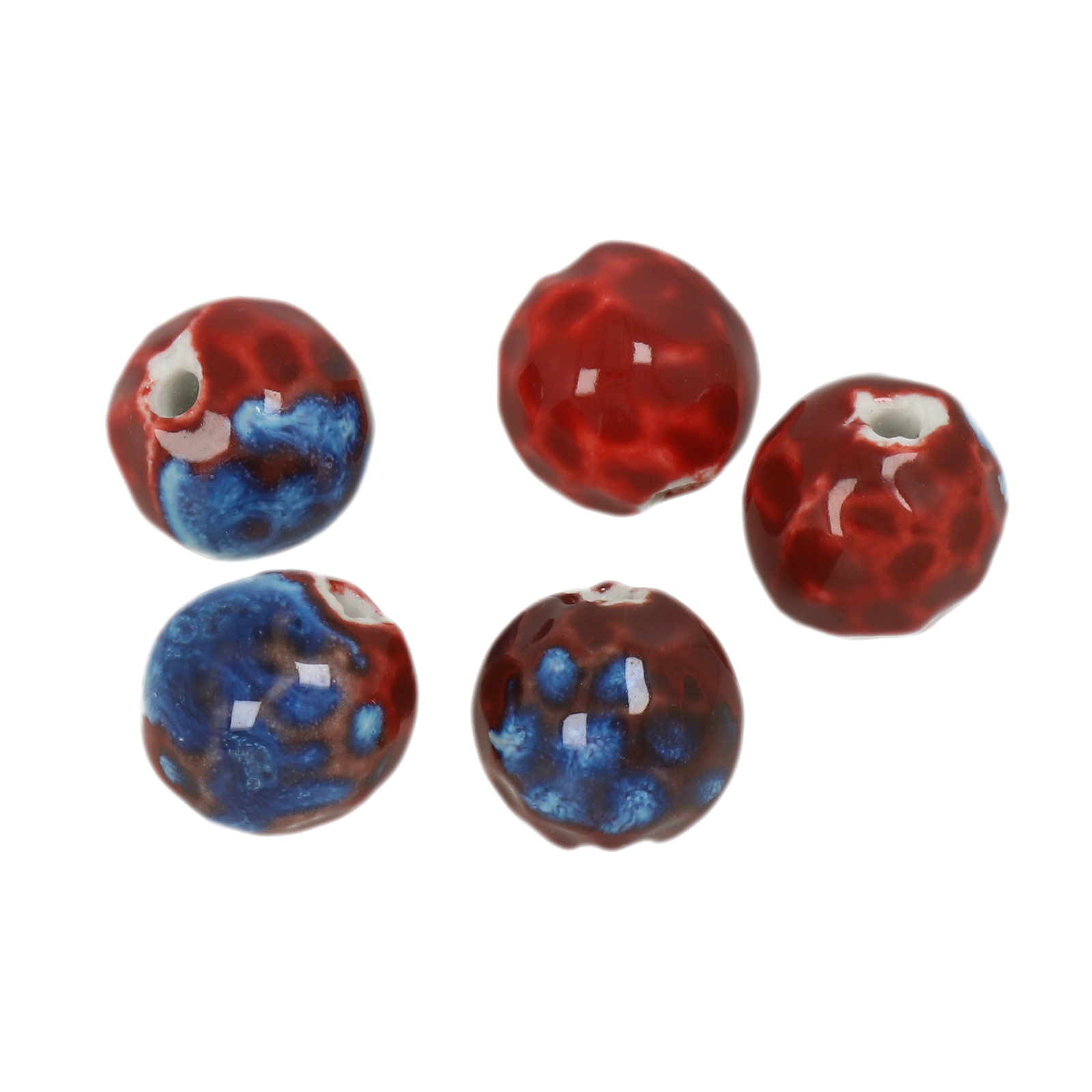 red leopard ceramic beads round 16mm | 8pc