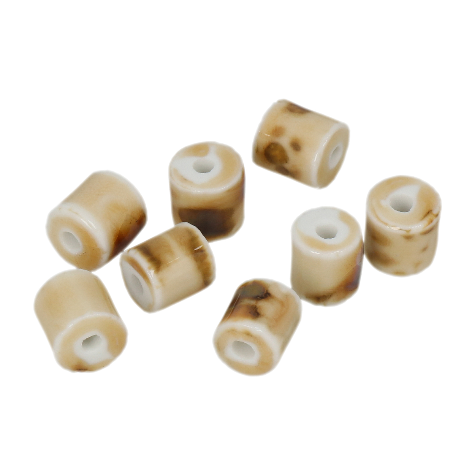 ivory flambé stonewashed ceramic beads cylinder 10mm | 10pc