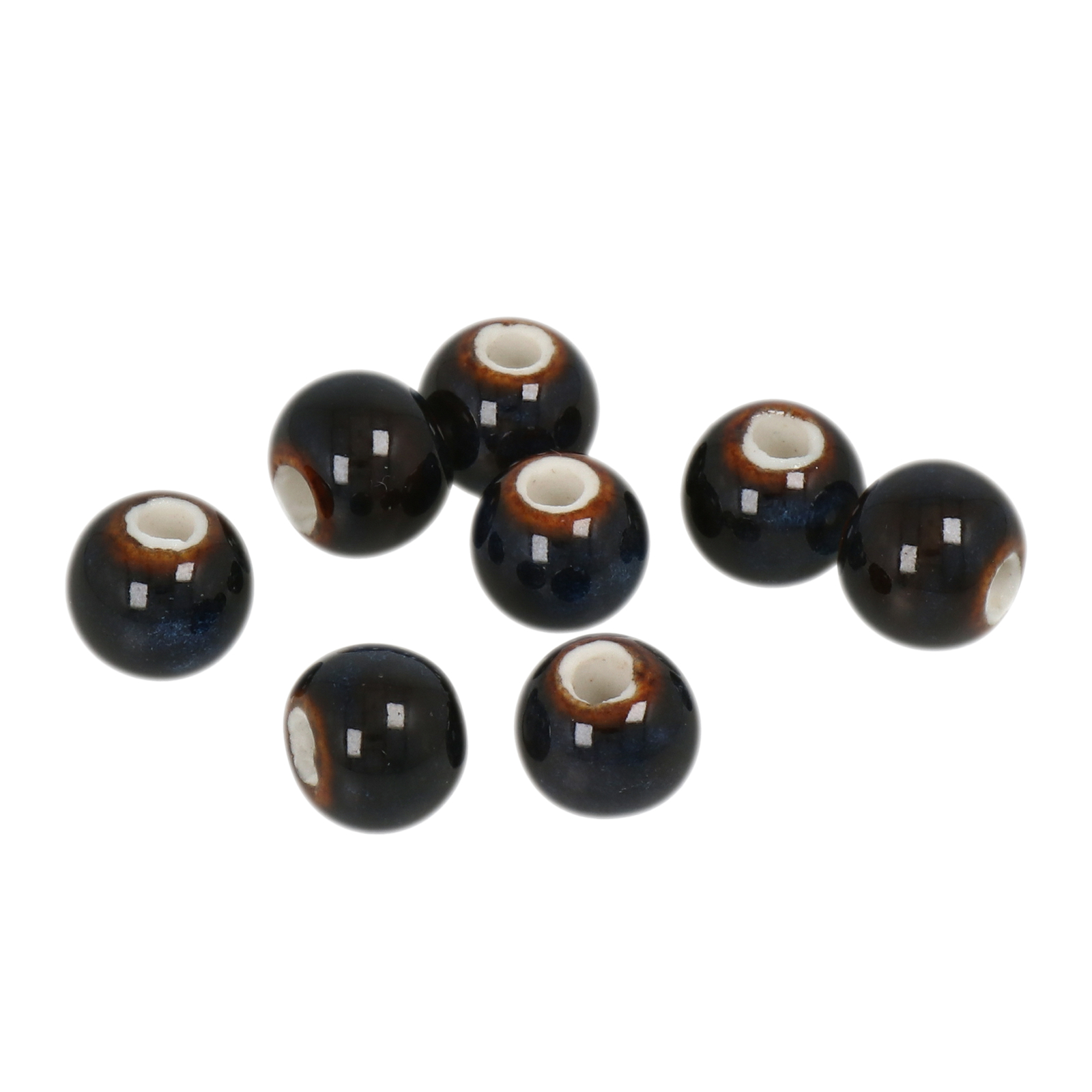 blue flambé ceramic beads round 10mm | 25pc