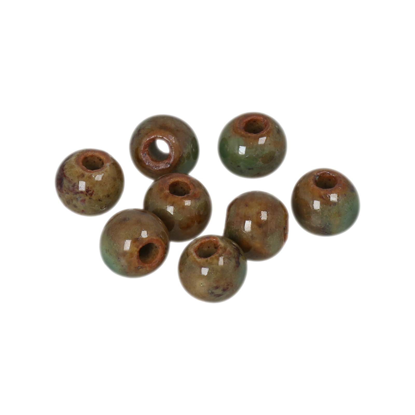 beige flambé ceramic beads round 10mm | 25pc