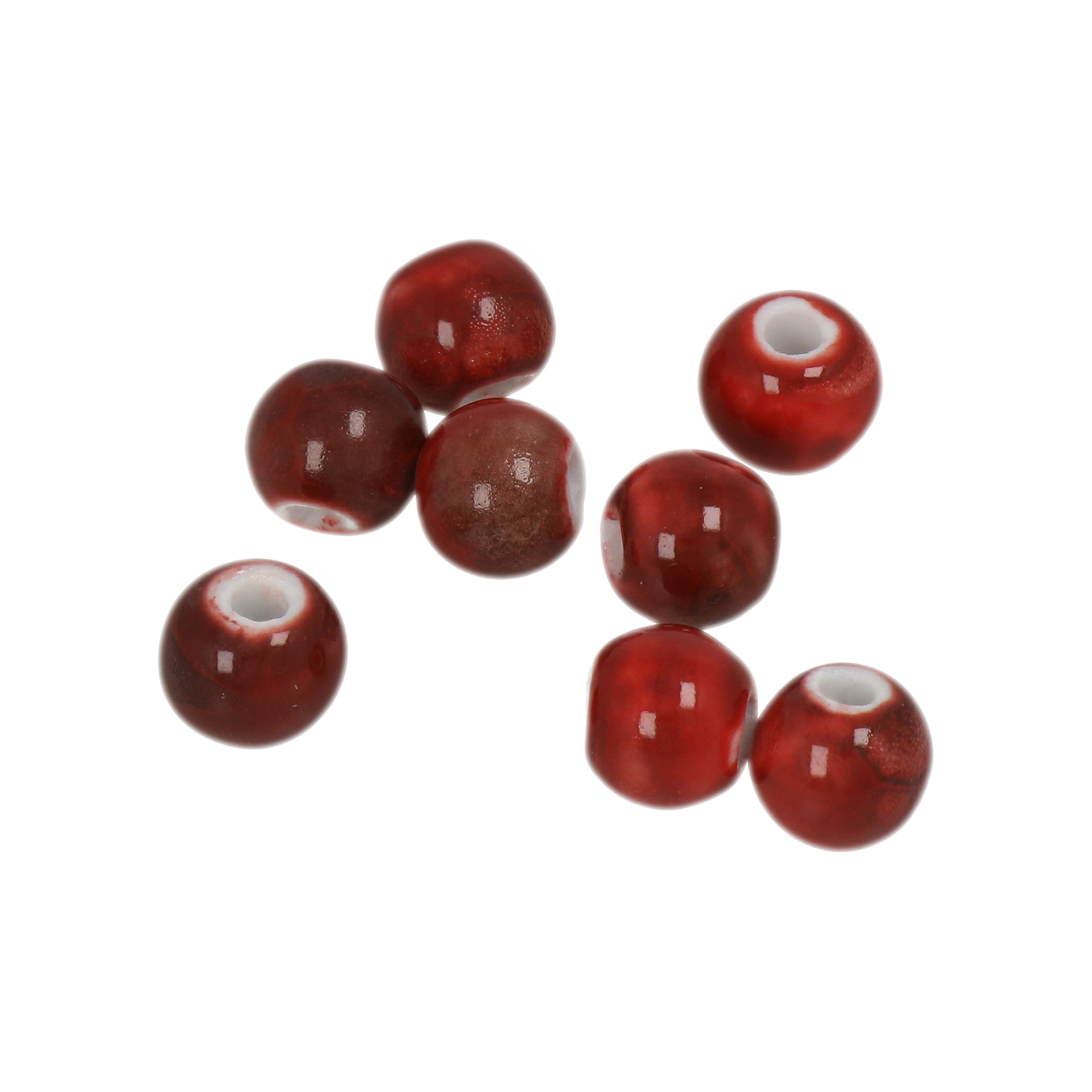 red flambé ceramic beads round 10mm | 25pc