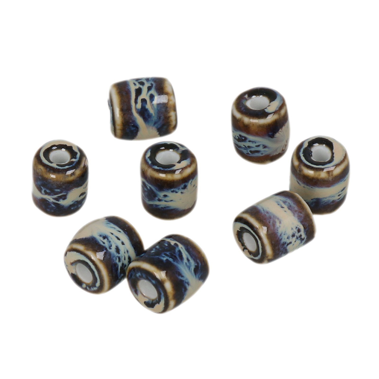 wave flambé stonewashed ceramic beads cylinder 10mm | 10pc
