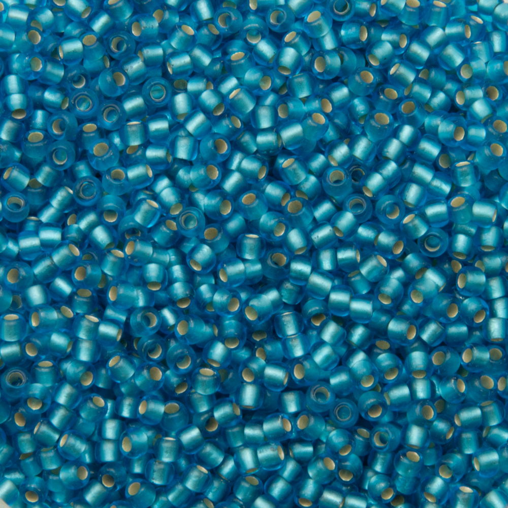 rocaille toho seed beads 11/0 silver-lined frosted dark aquamarine (23bf) | 10gr