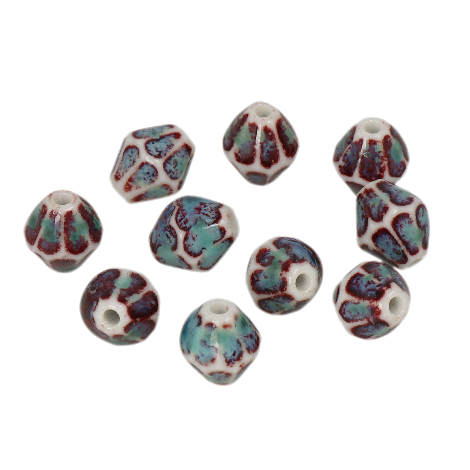 bordeaux flambé stonewashed ceramic beads faceted bicone 12x10mm | 10pc