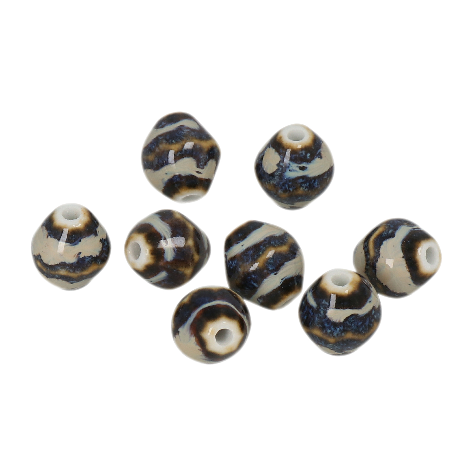wave flambé stonewashed ceramic beads faceted bicone 12x10mm | 10pc