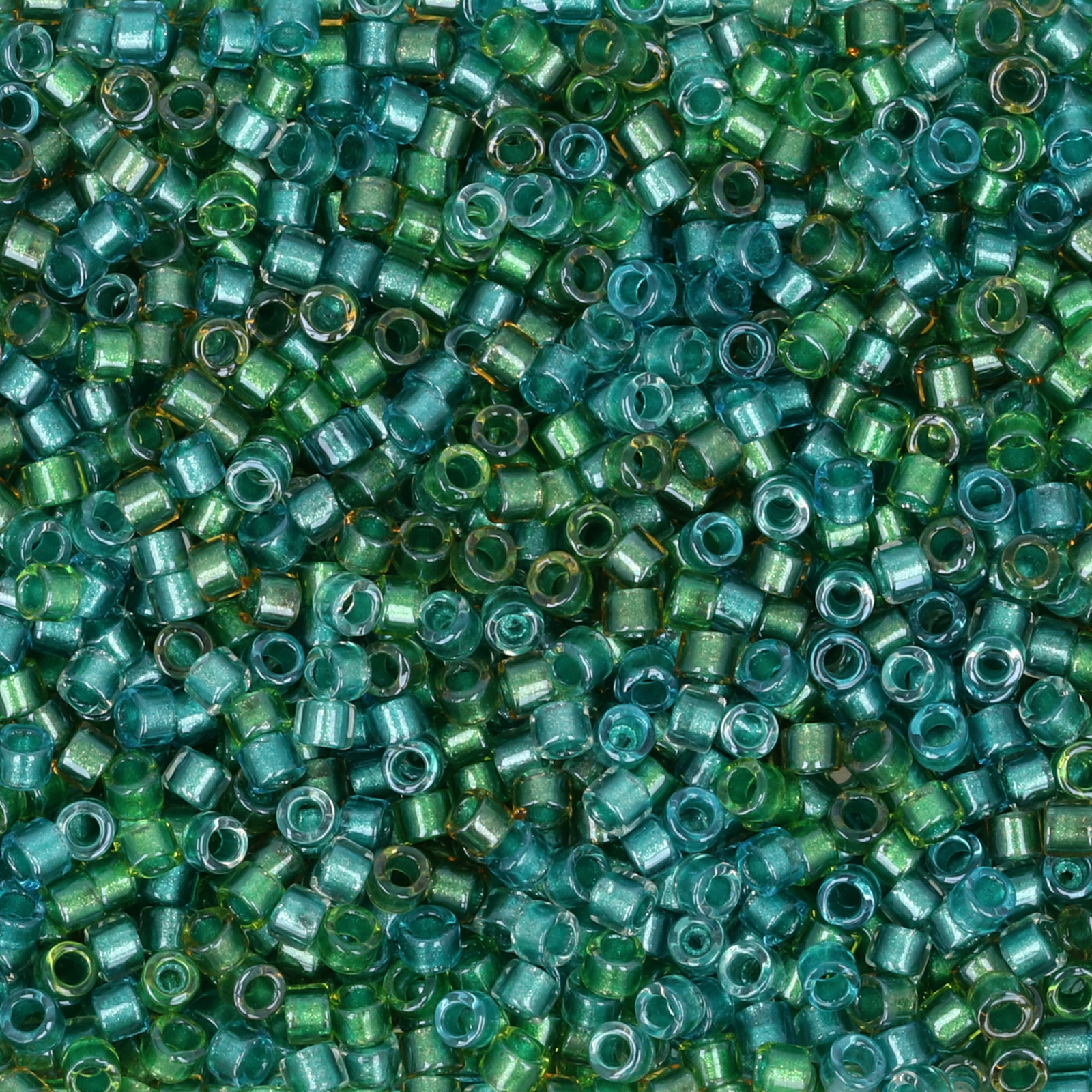miyuki delica 11/0 - color-lined aqua/green mix | 8gr