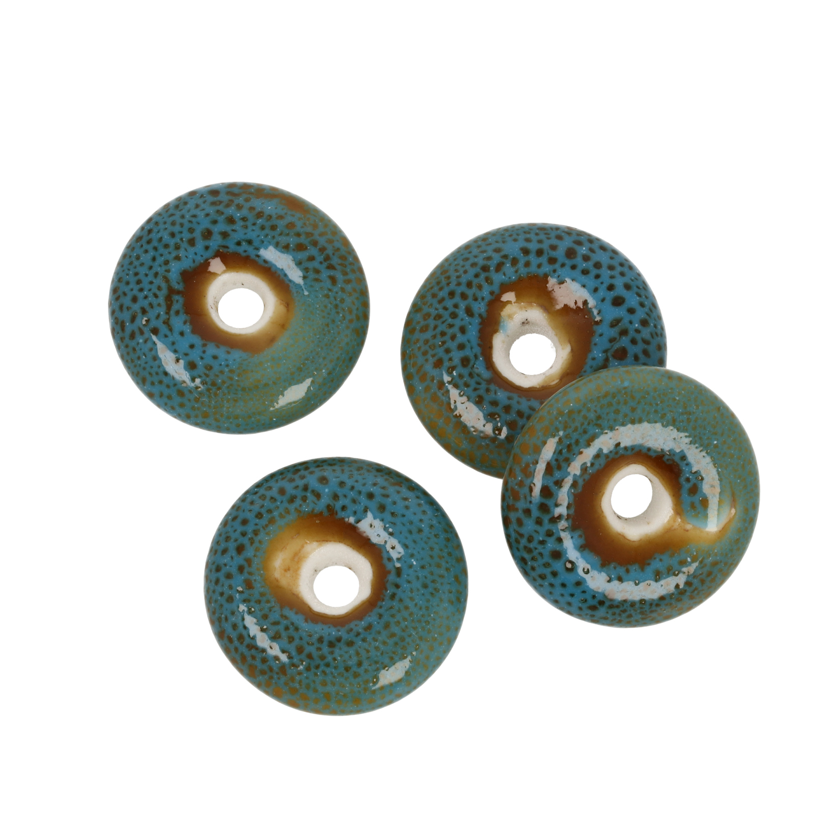 keramik donut - teal flambé 20mm | 4st