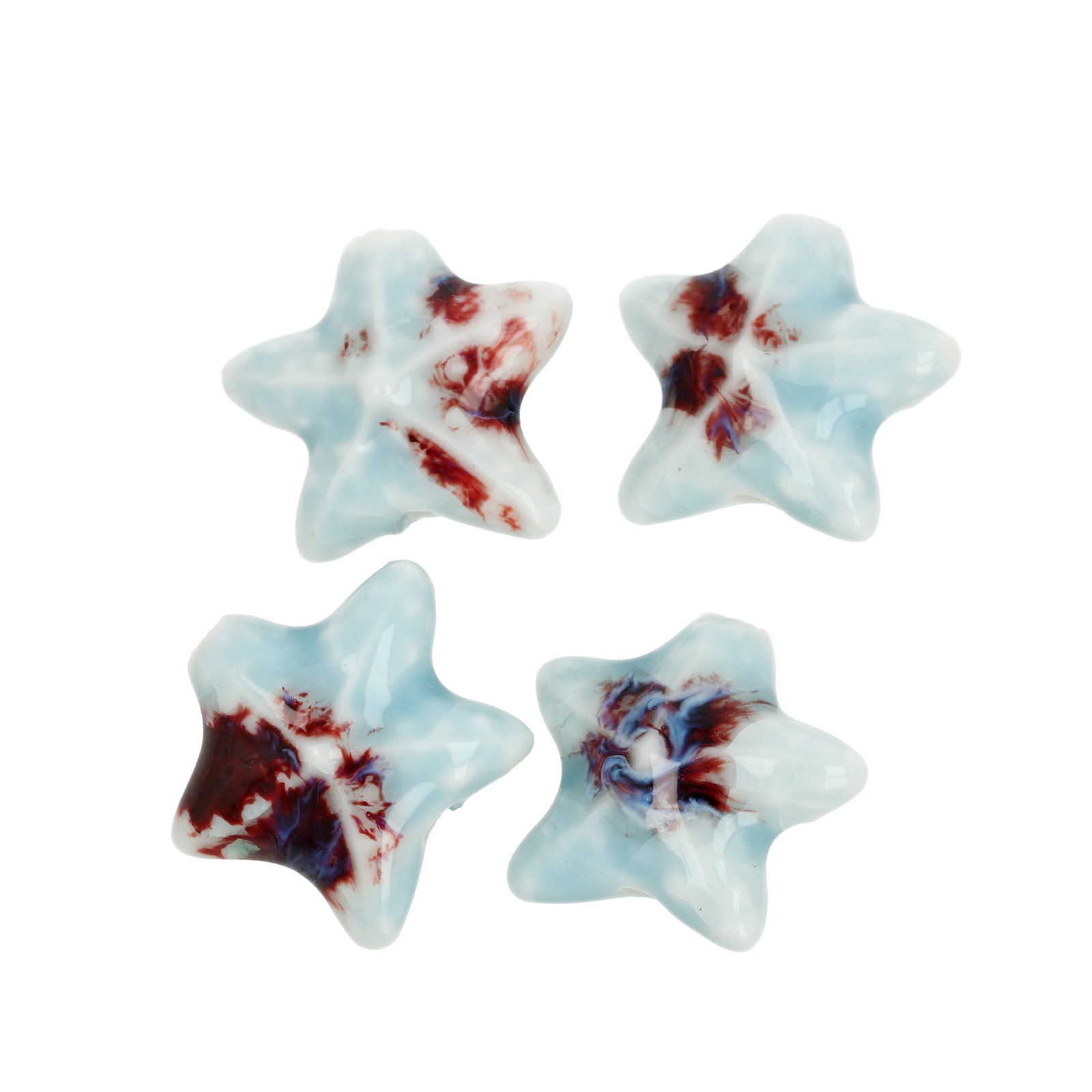 keramik seestern perlen - aqua flambé stonewashed 20x18mm | 5st