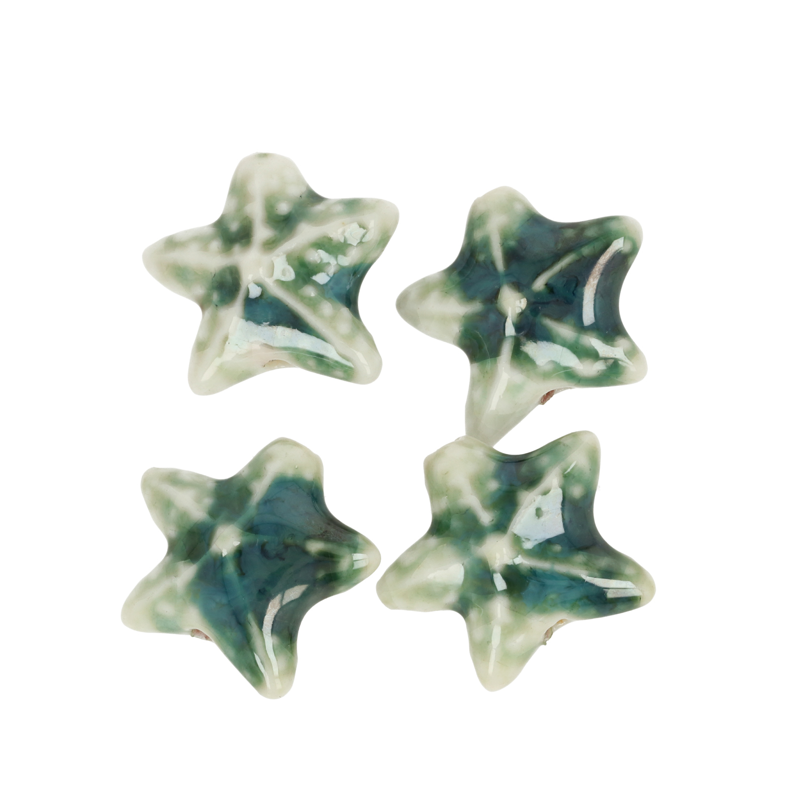 green stonewashed ceramic starfish beads 20x18mm | 5pc