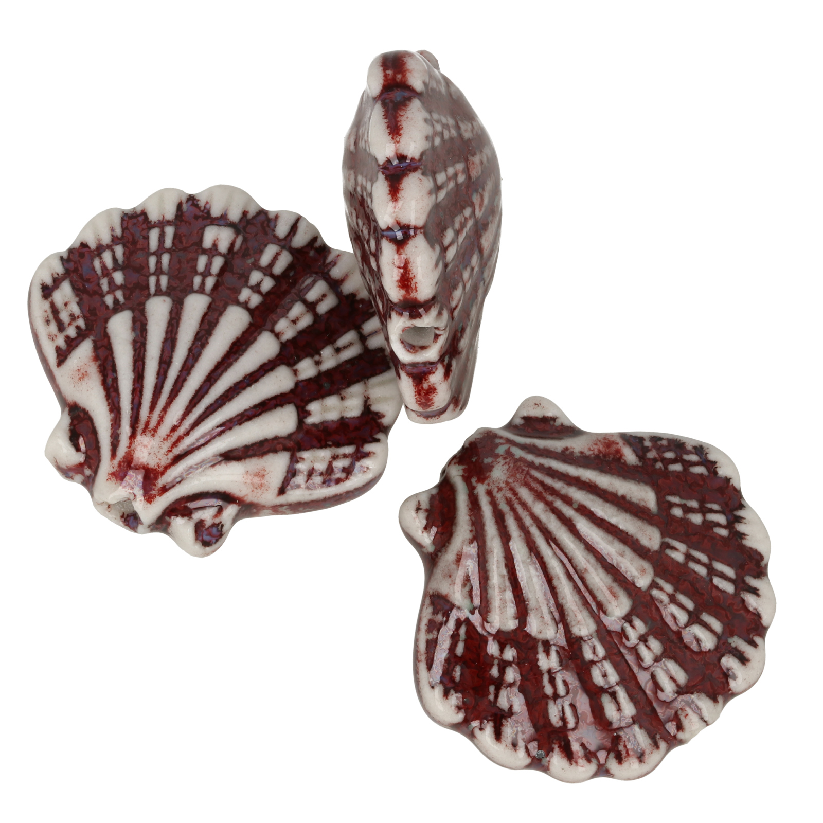 keramik seestern perlen - bordeaux flambé 30x28mm | 2st