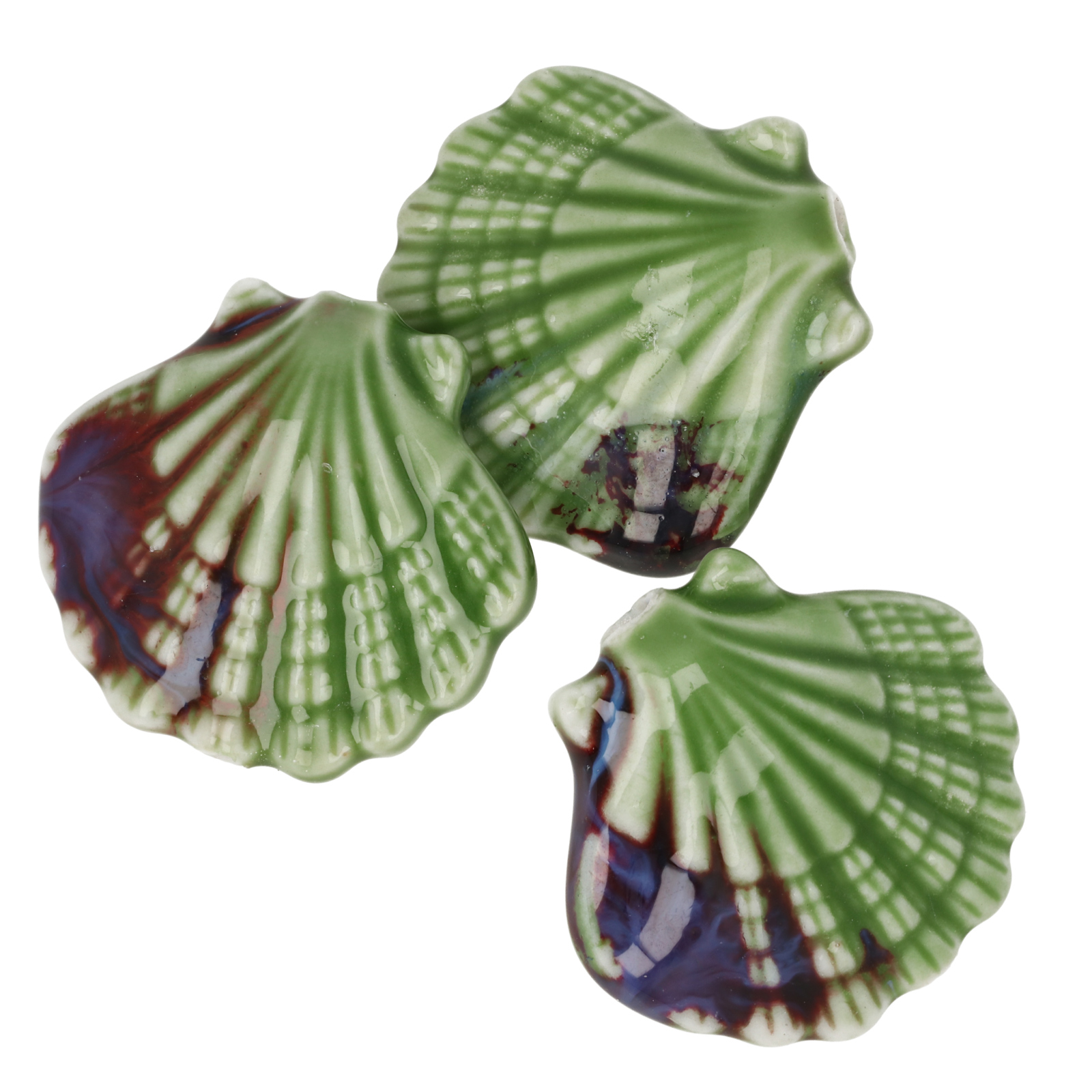 green flambé ceramic starfish beads 30x28mm | 2pc