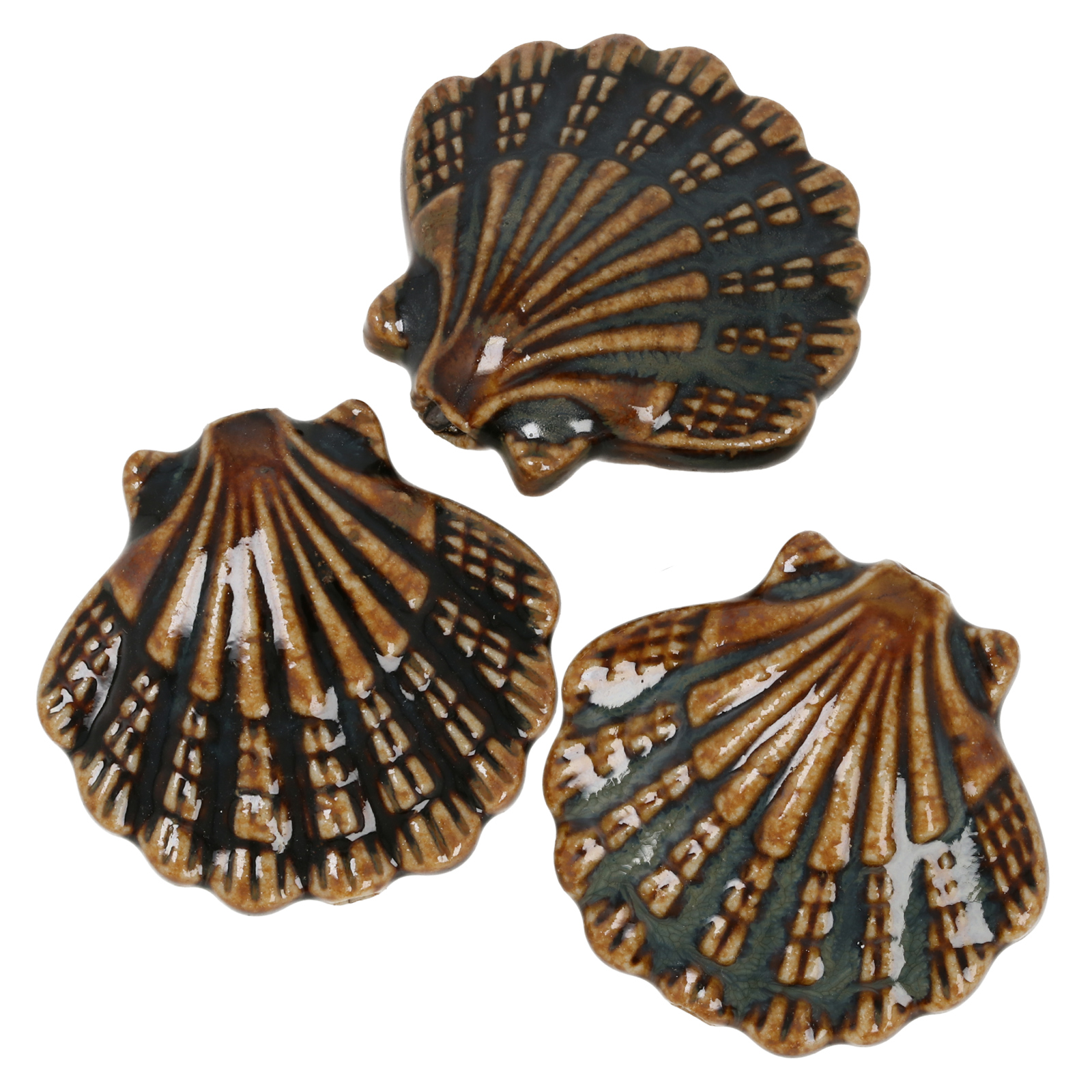 brown flambé ceramic starfish beads 30x28mm | 2pc