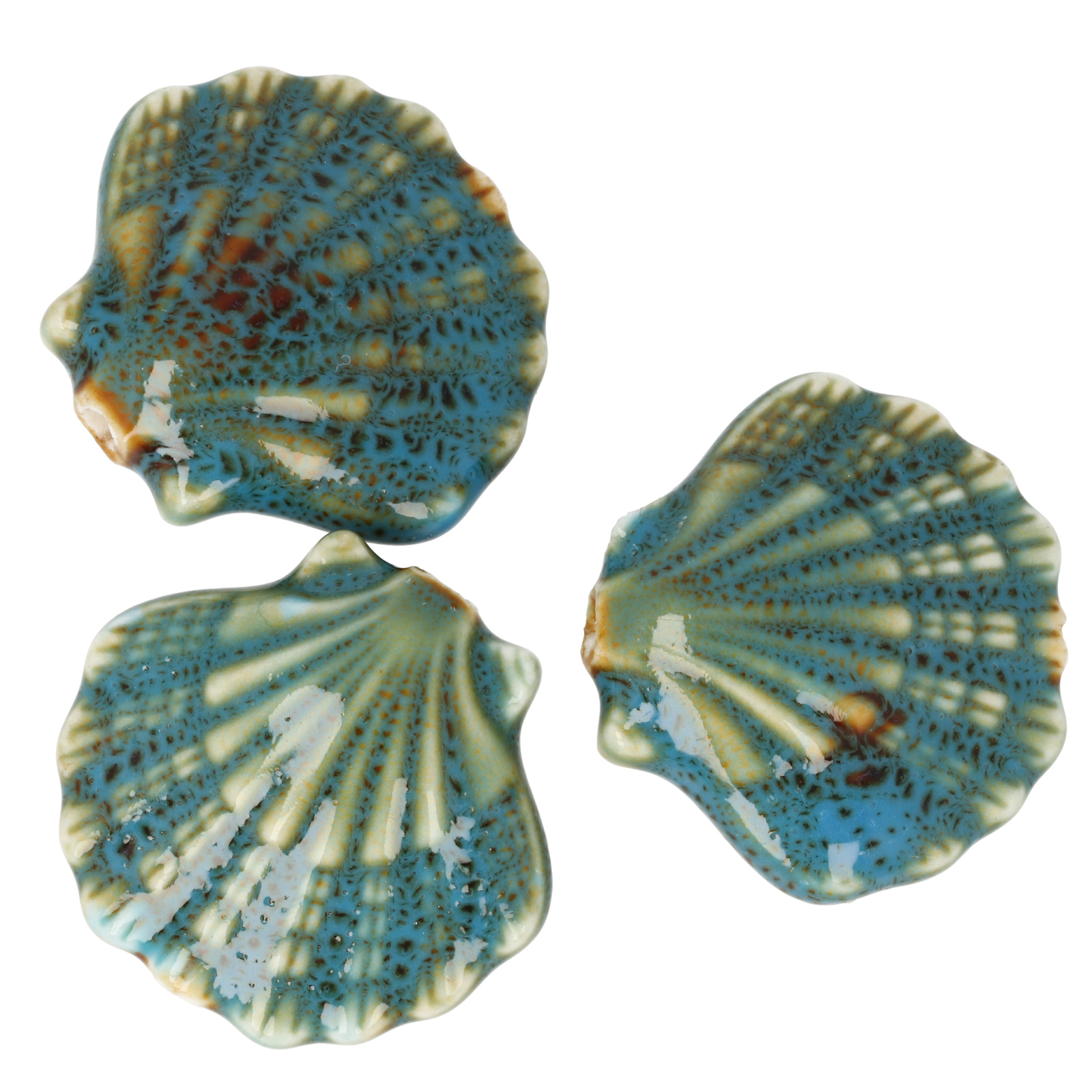 teal flambé ceramic starfish beads 30x28mm | 2pc