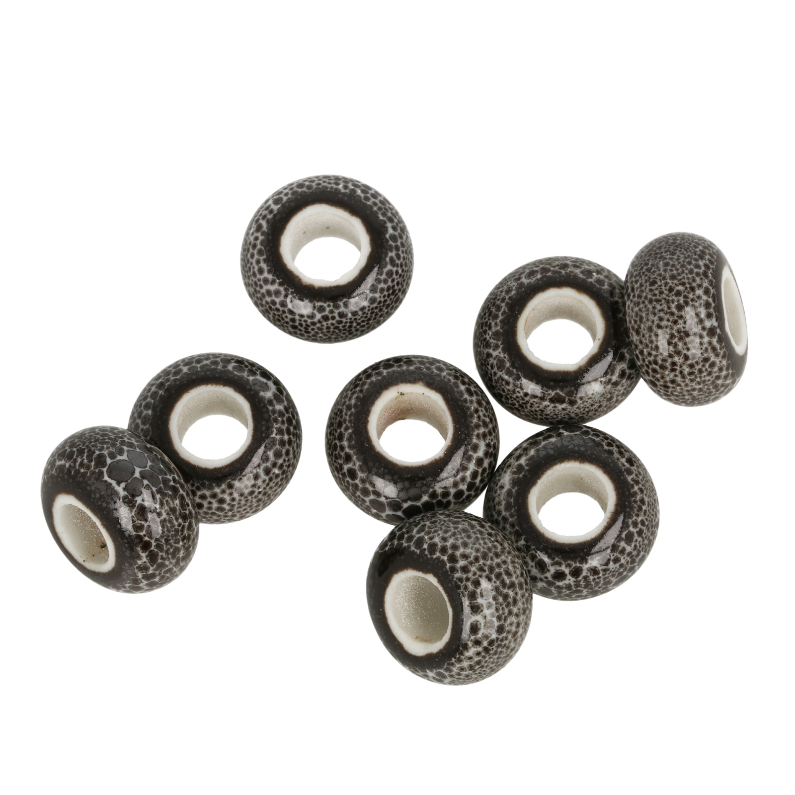 keramik großlochperle - schwarz flambé roundelle 15x9mm | 10st