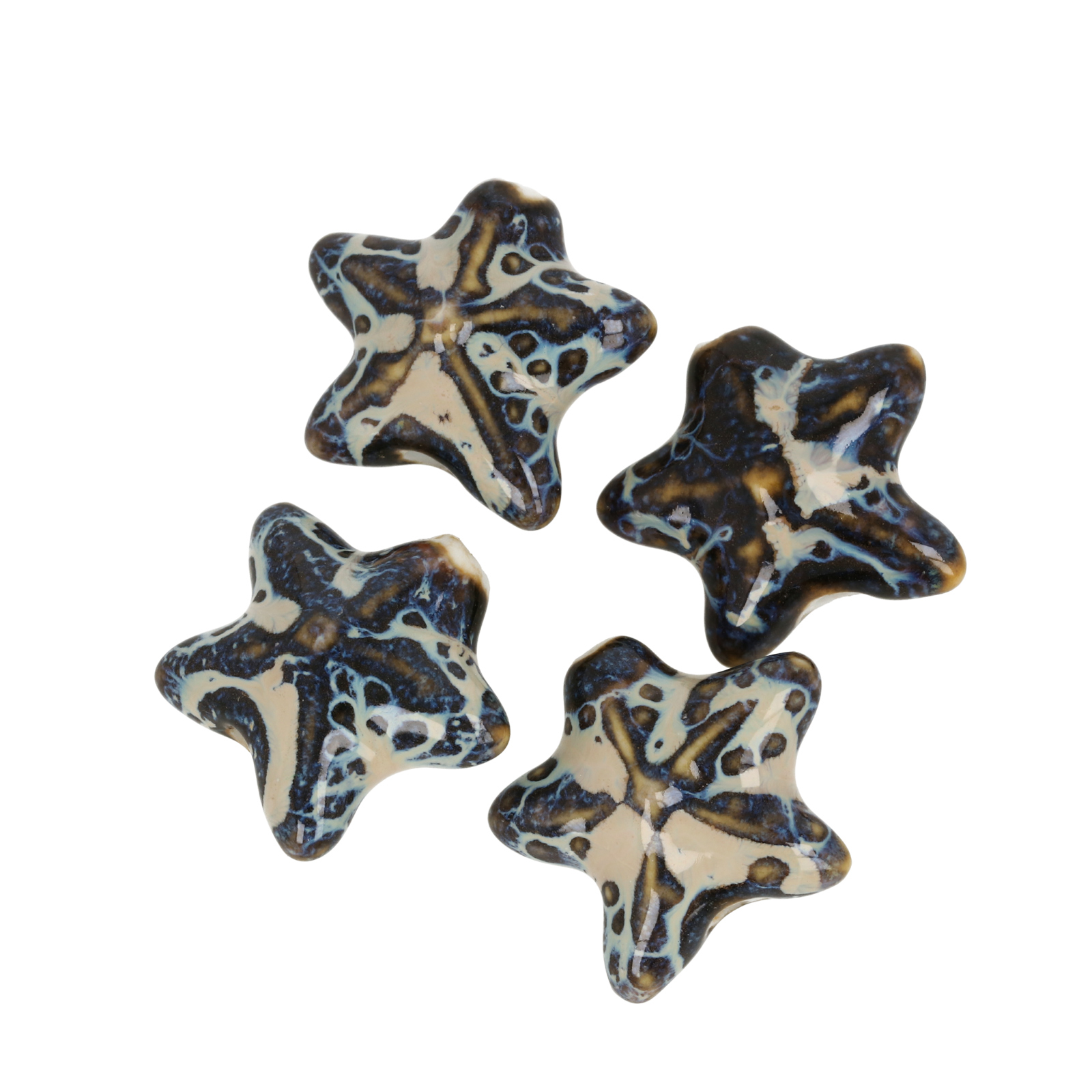 wave flambé ceramic starfish beads 20x18mm | 5pc