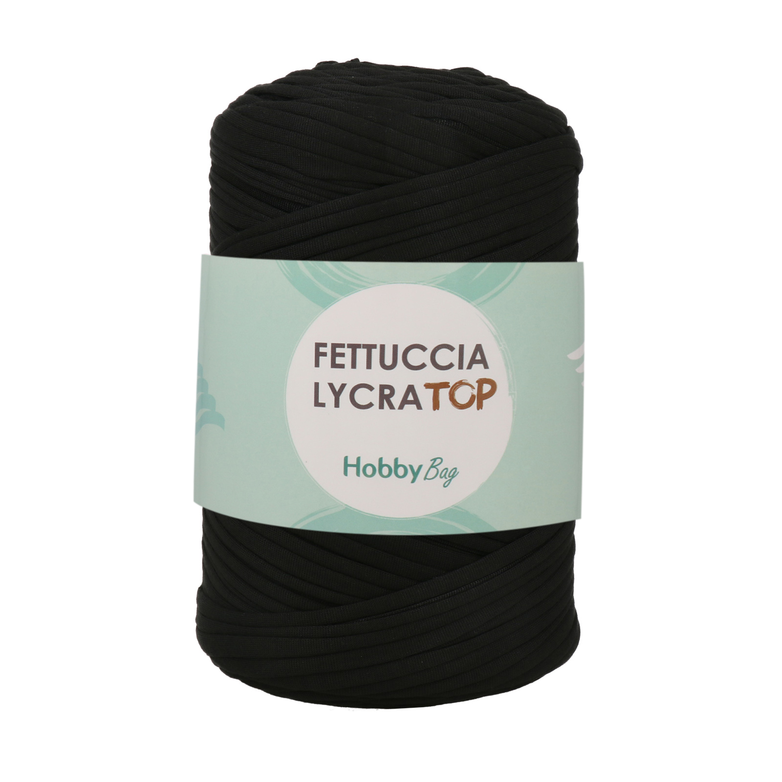 hobbybag t-shirt yarn fettuccia lycra top - black (6) - 400gr (105mt) | 1pc