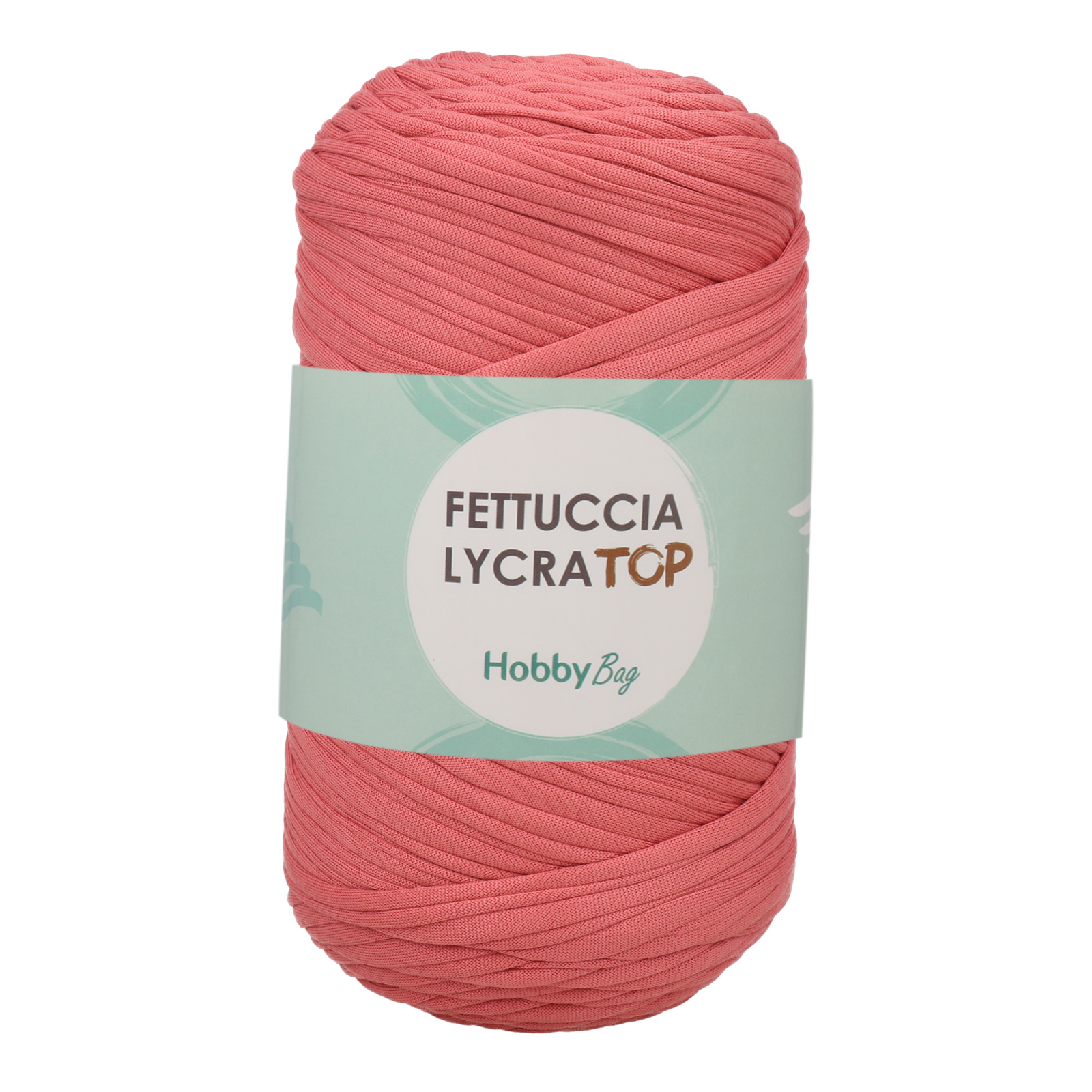 hobbybag t-shirt yarn fettuccia lycra top - coral (7) - 400gr (105mt) | 1pc