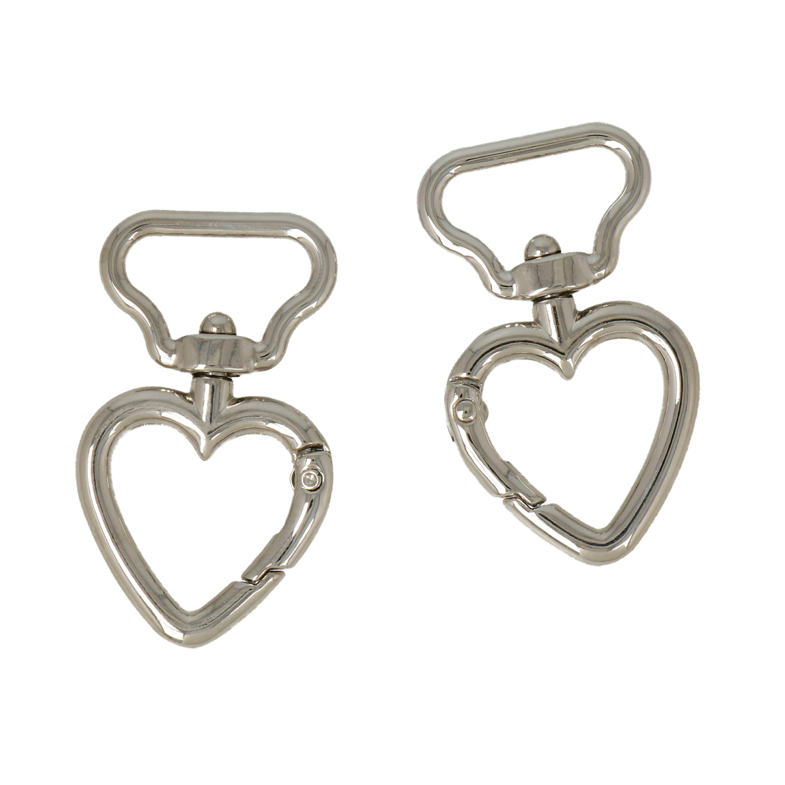 diy taschen silber karabiner herz 26mm (inner 20x10mm) | 2st