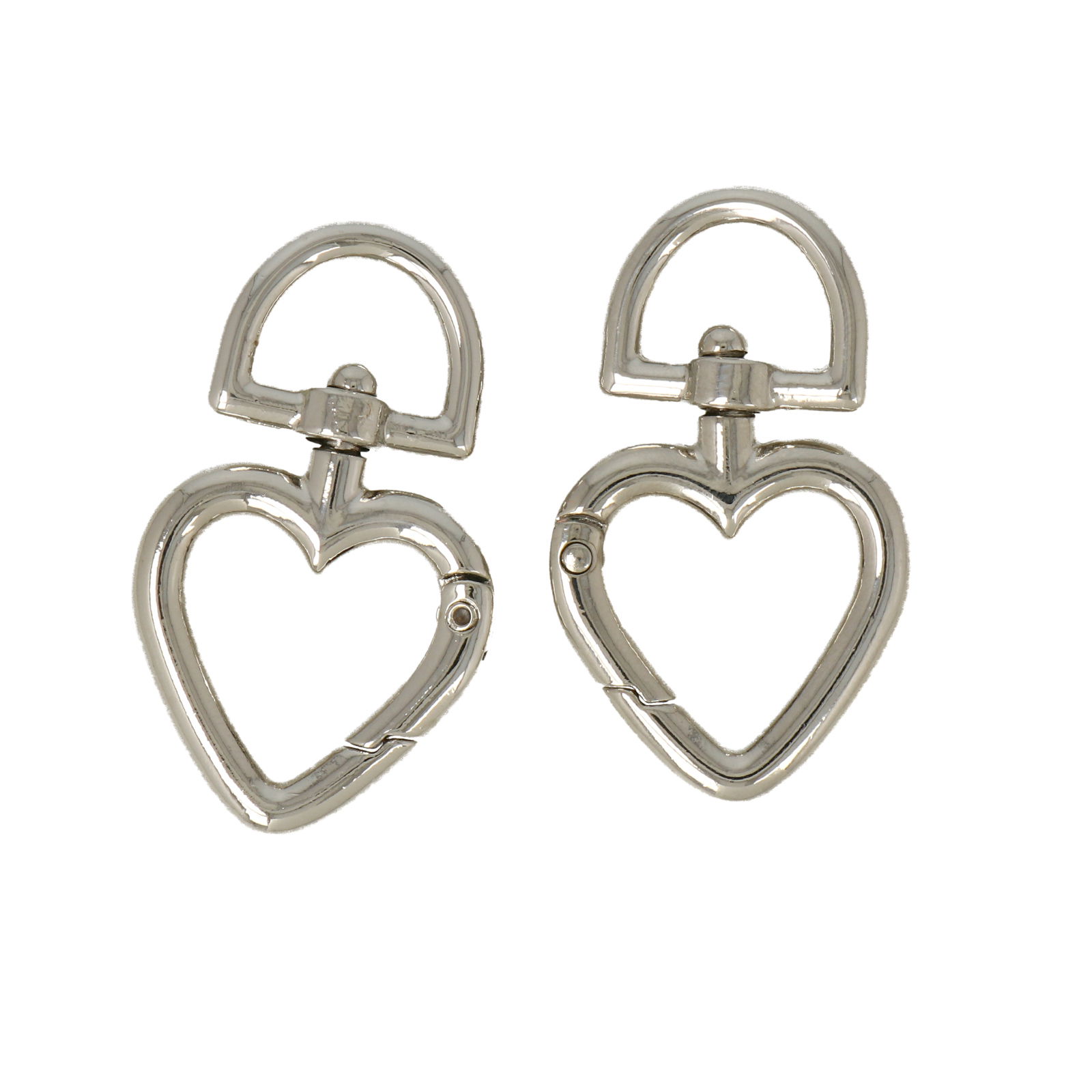 diy bag silver carabiner heart 28mm (inner 14x12mm) | 2pc