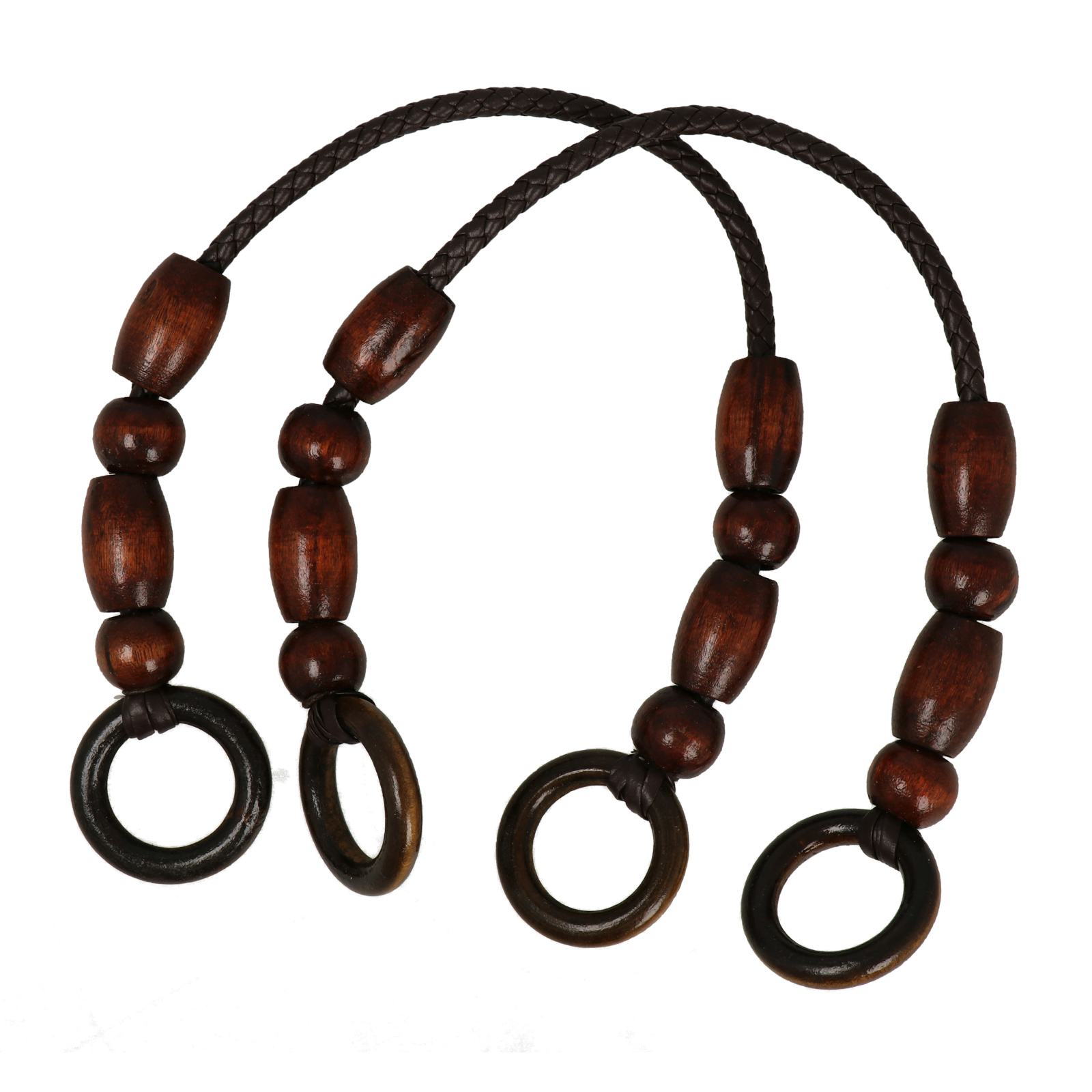 bag handle cord and wood brown 45cm | 2pc