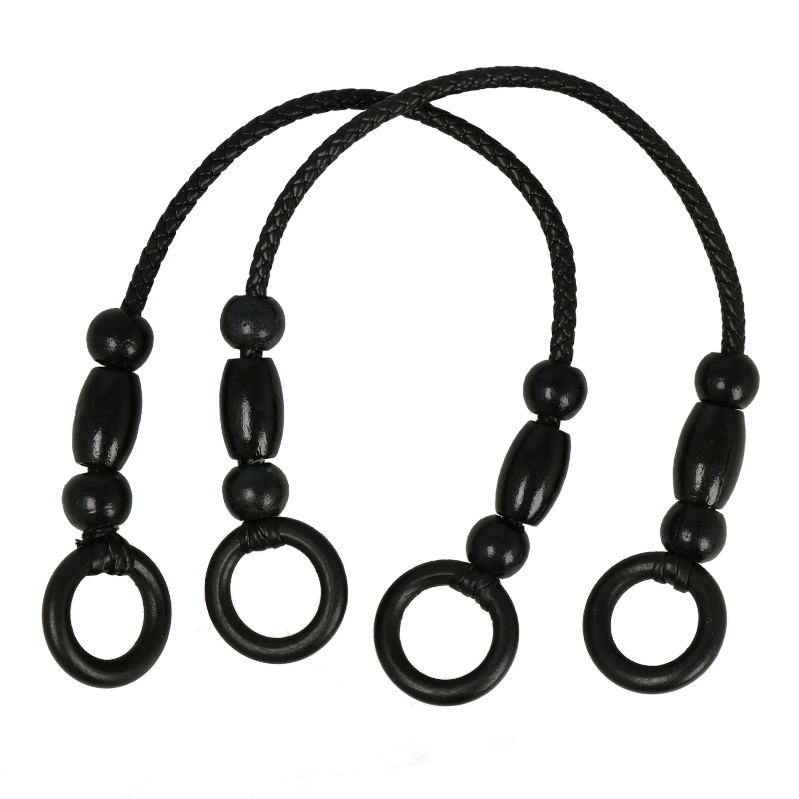bag handle cord and wood black 45cm | 2pc