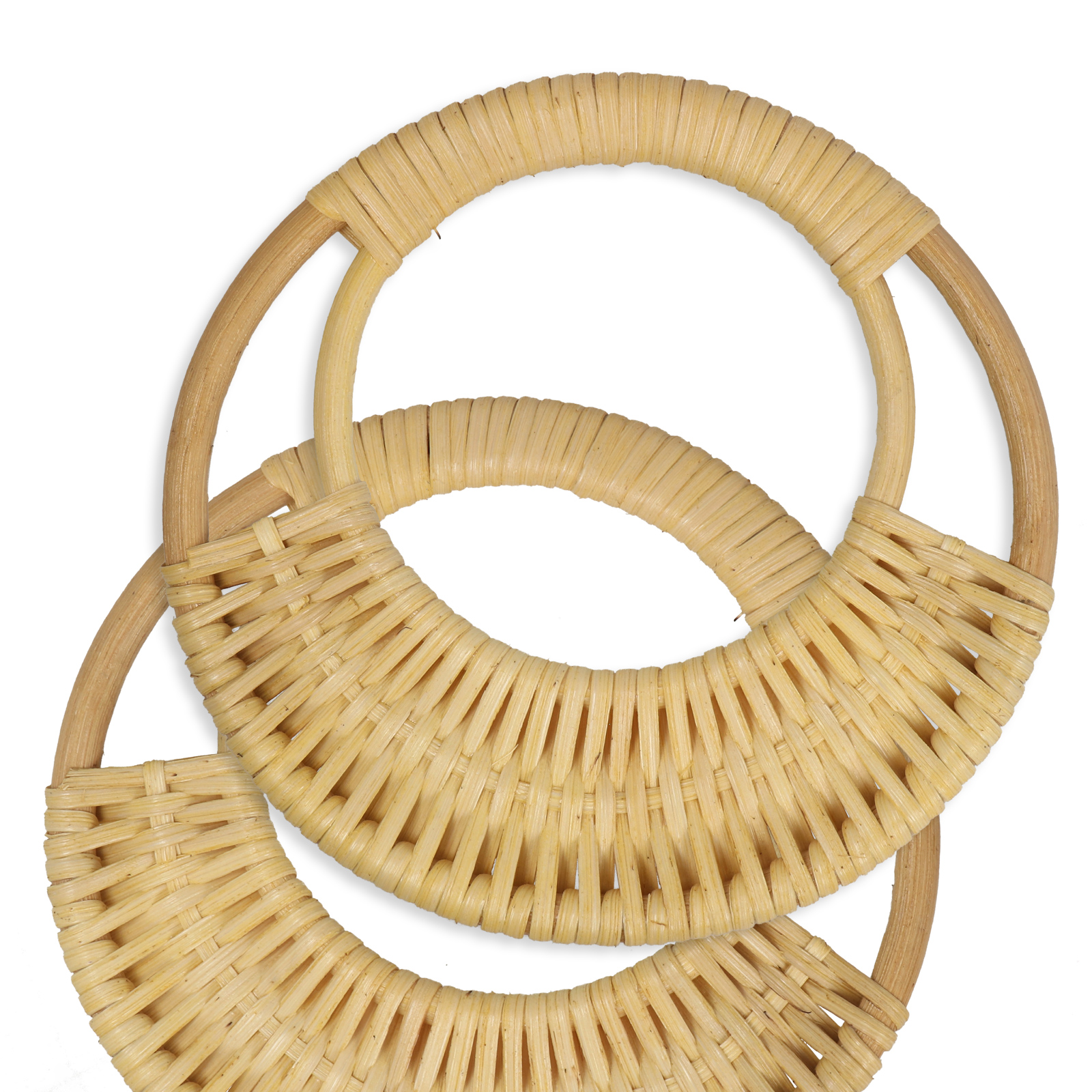 rattan wood round bag handle 17cm | 2pc