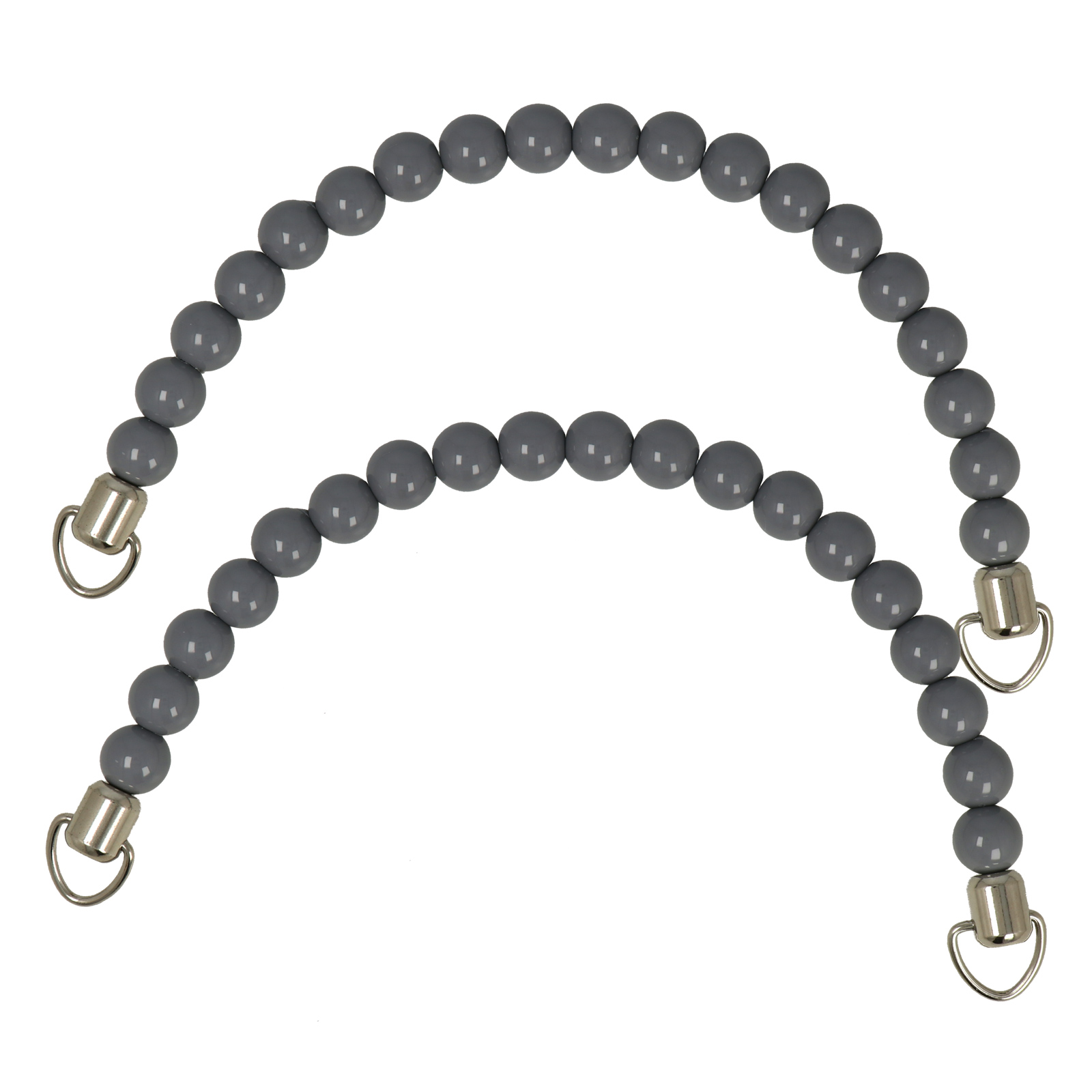 acrylic handle with grey pearls 15mm - 18x12cm | 2pc