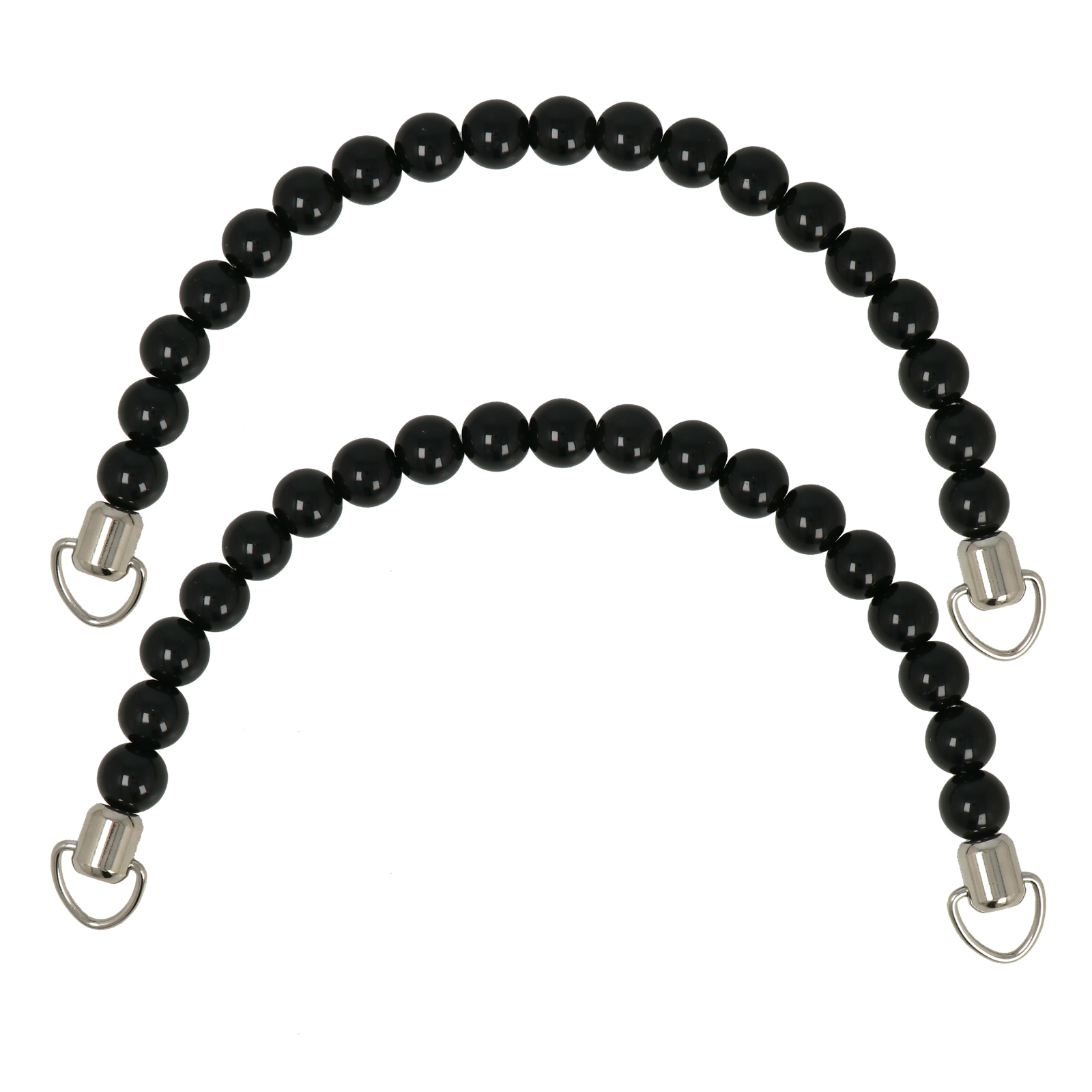 acrylic handle with black pearls 15mm - 18x12cm | 2pc