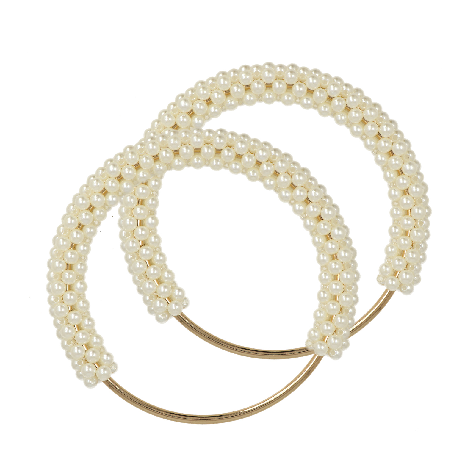 bag handle with white acrylic pearls 6mm - round gold 12cm | 2pc