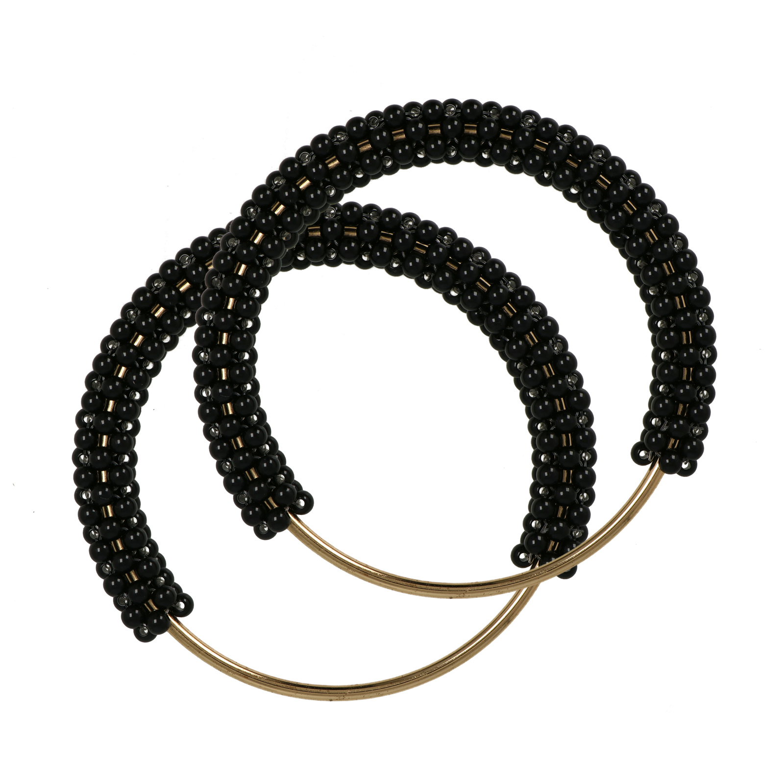 taschengriffe mit schwarz acrylperlen 6mm - rund gold 12cm | 2st