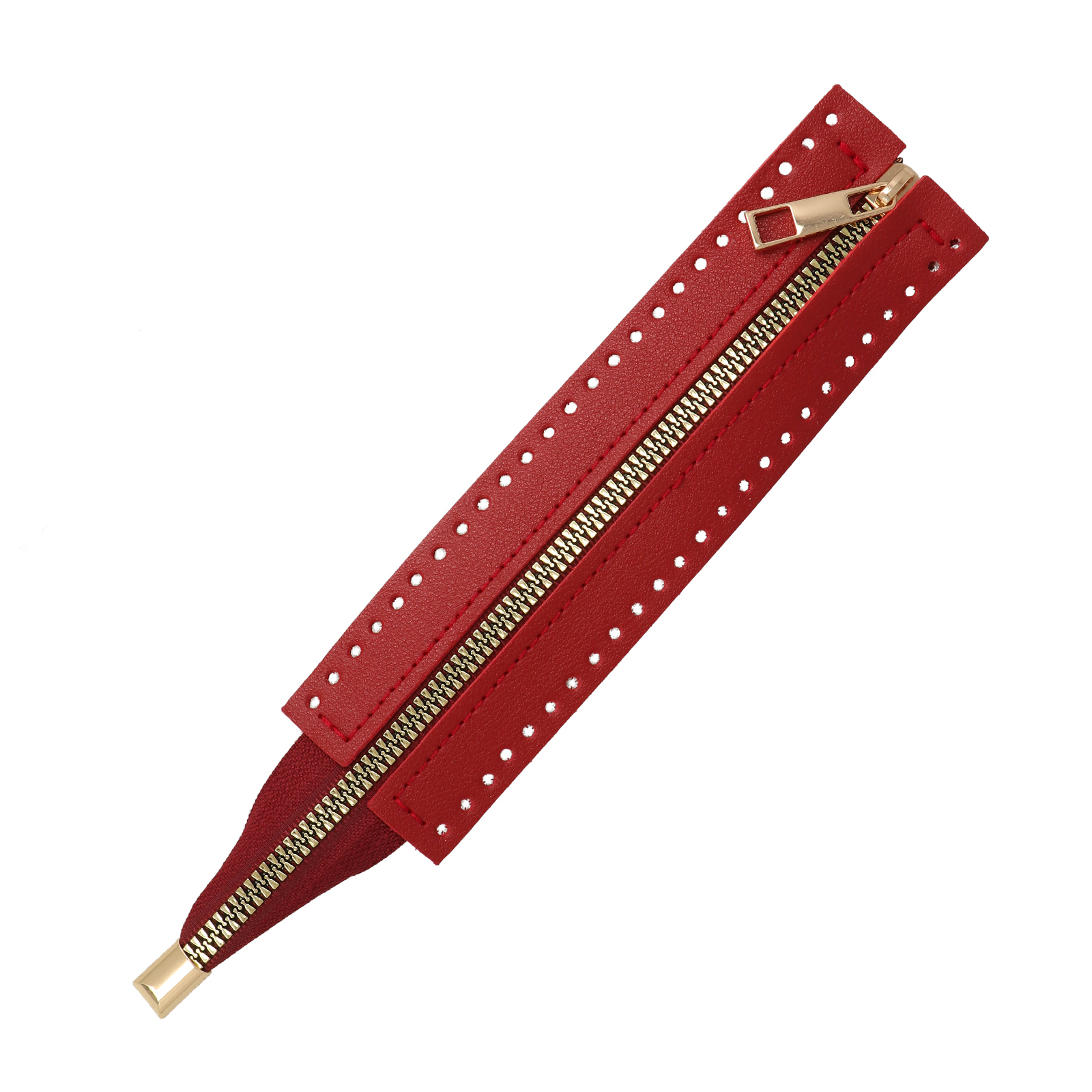 pu-leather zipper for bag 24x5cm - bordeaux/gold | 1pc