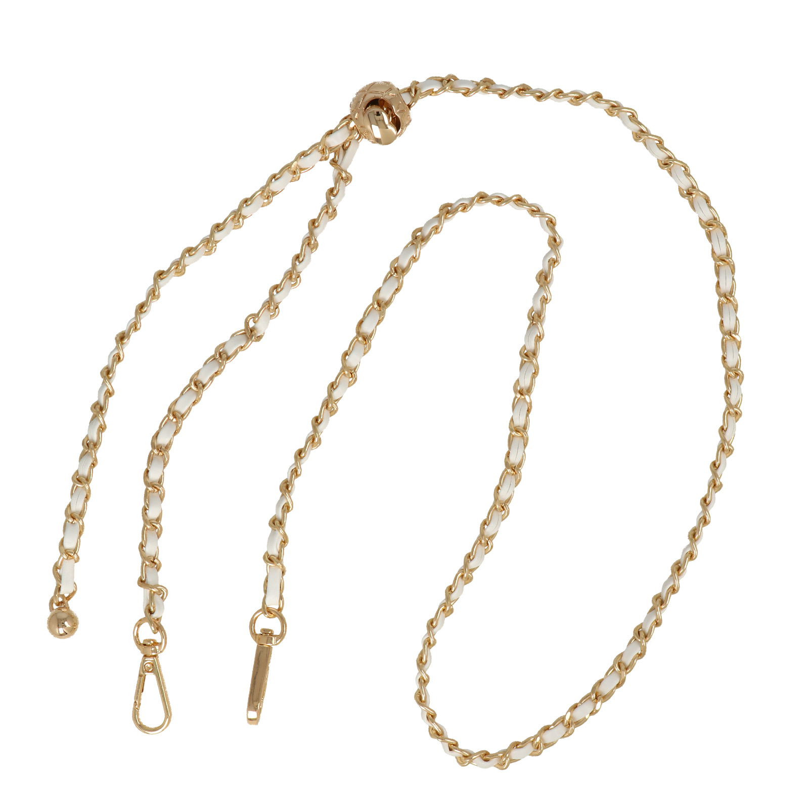 bag chain gold with withe white flat cord 8mm - adjustable 120cm | 1pc