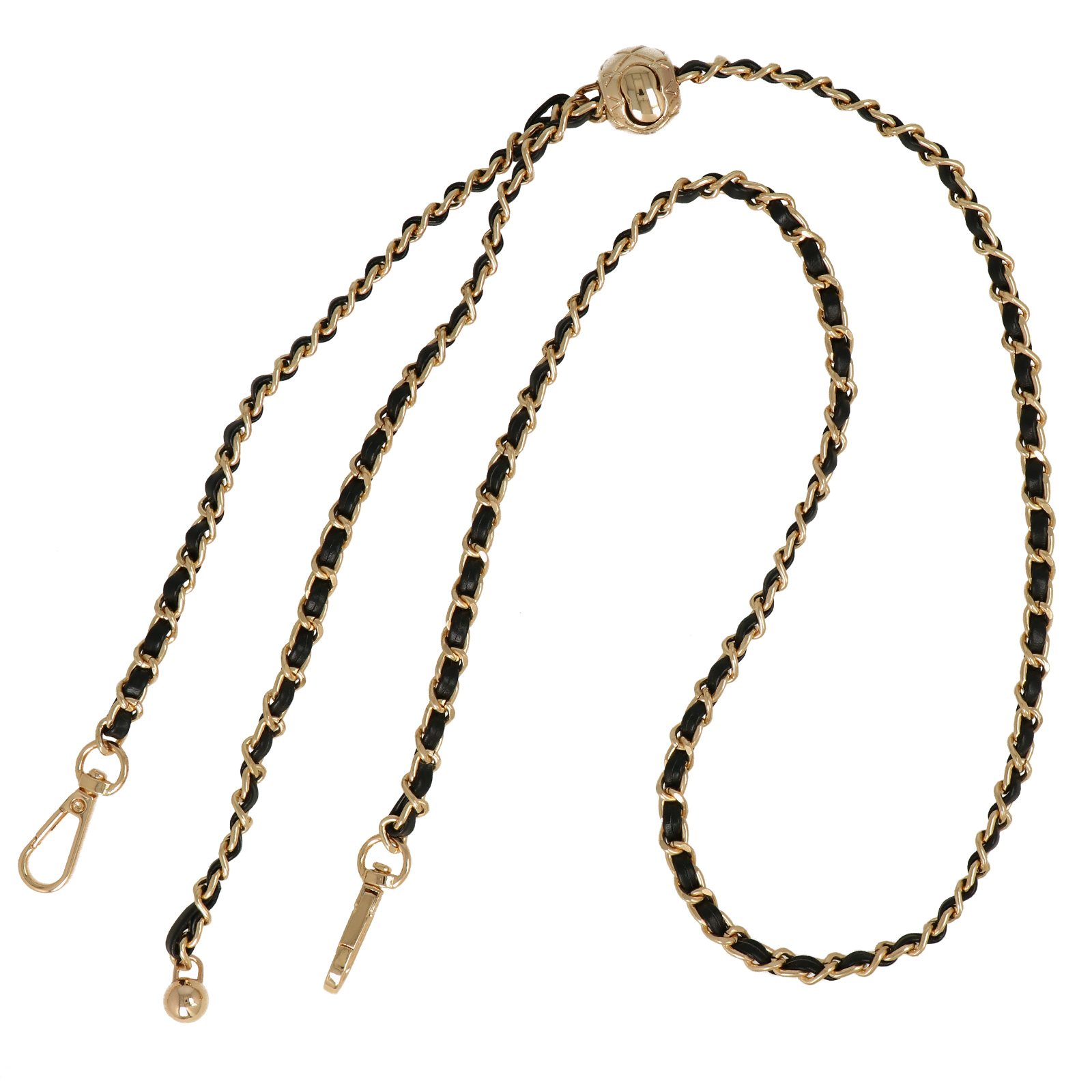 bag chain gold with withe black flat cord 8mm - adjustable 120cm | 1pc