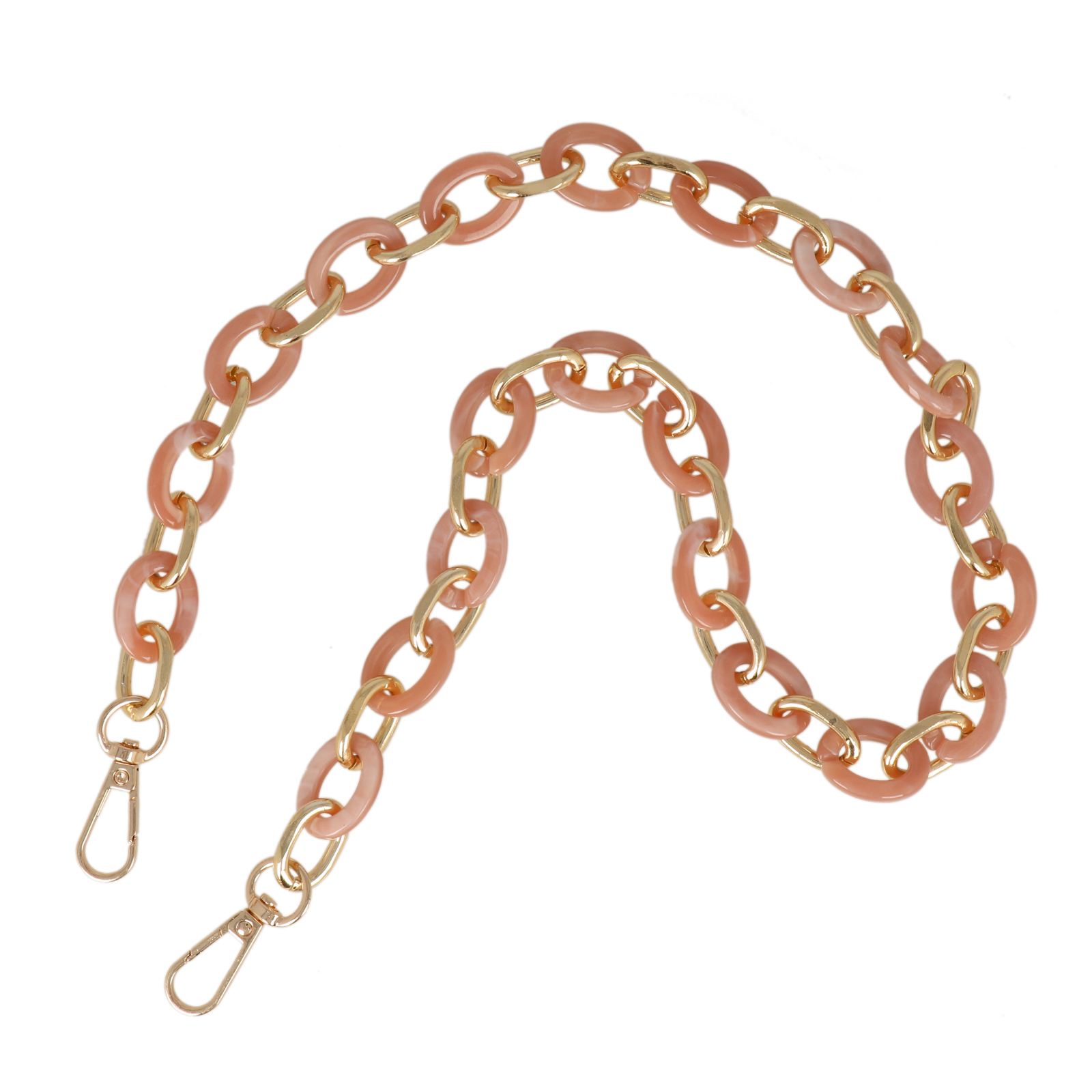 bag chain aluminium gold and pink acrylic oval link 25x18mm - 70cm | 1pc