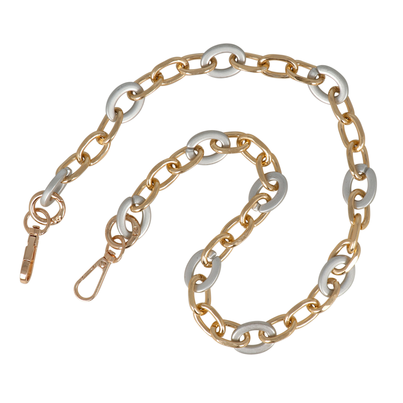 bag chain aluminium gold and silver acrylic oval link 25x18mm - 70cm | 1pc
