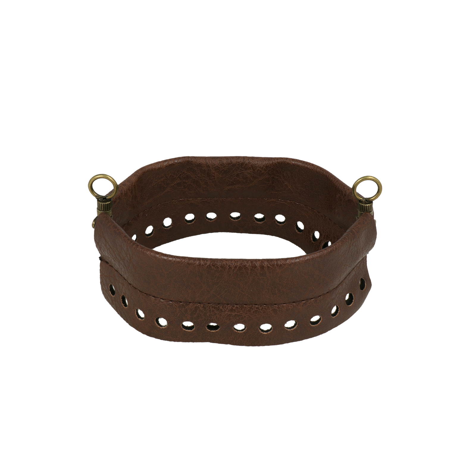 spring closure for bag 15cm brown pu leather with rings | 1pc