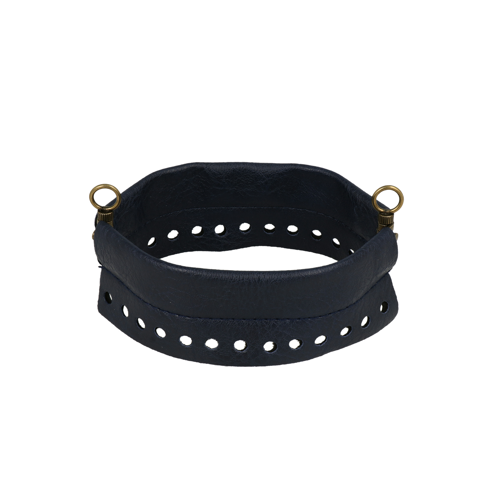 spring closure for bag 15cm blue pu leather with rings | 1pc