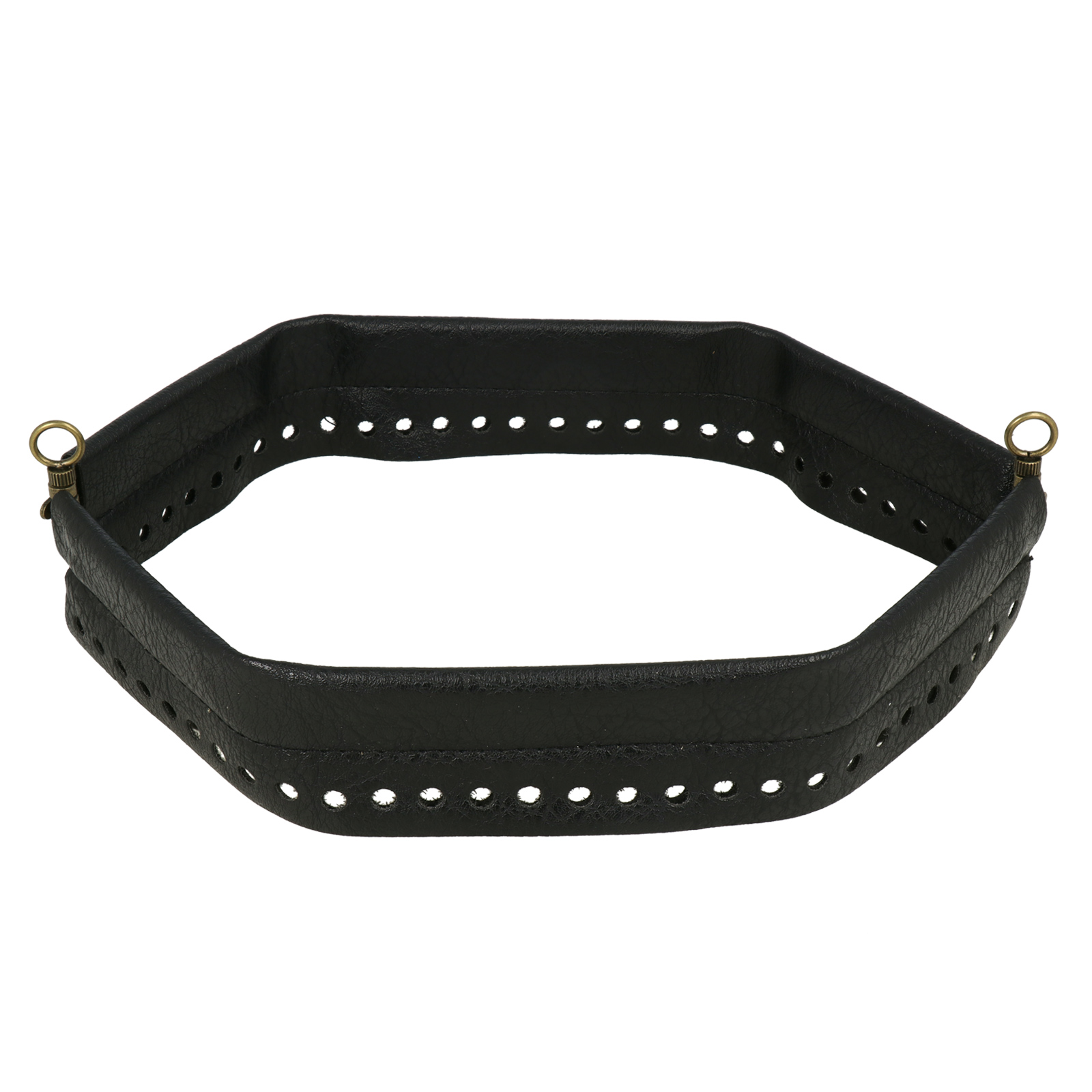 spring closure for bag 30cm black pu leather with rings | 1pc