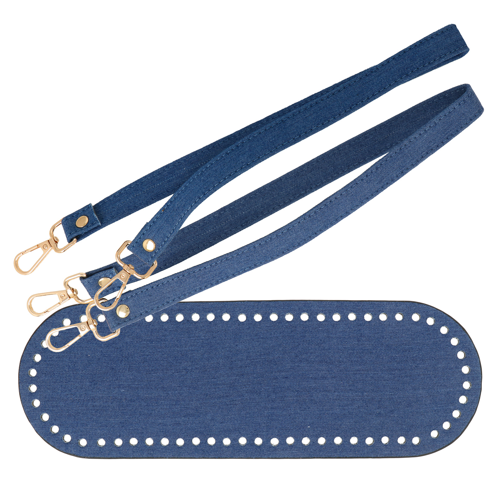 bag set - bottom 30x10cm + handles 65cm - blue jeans | 1pc